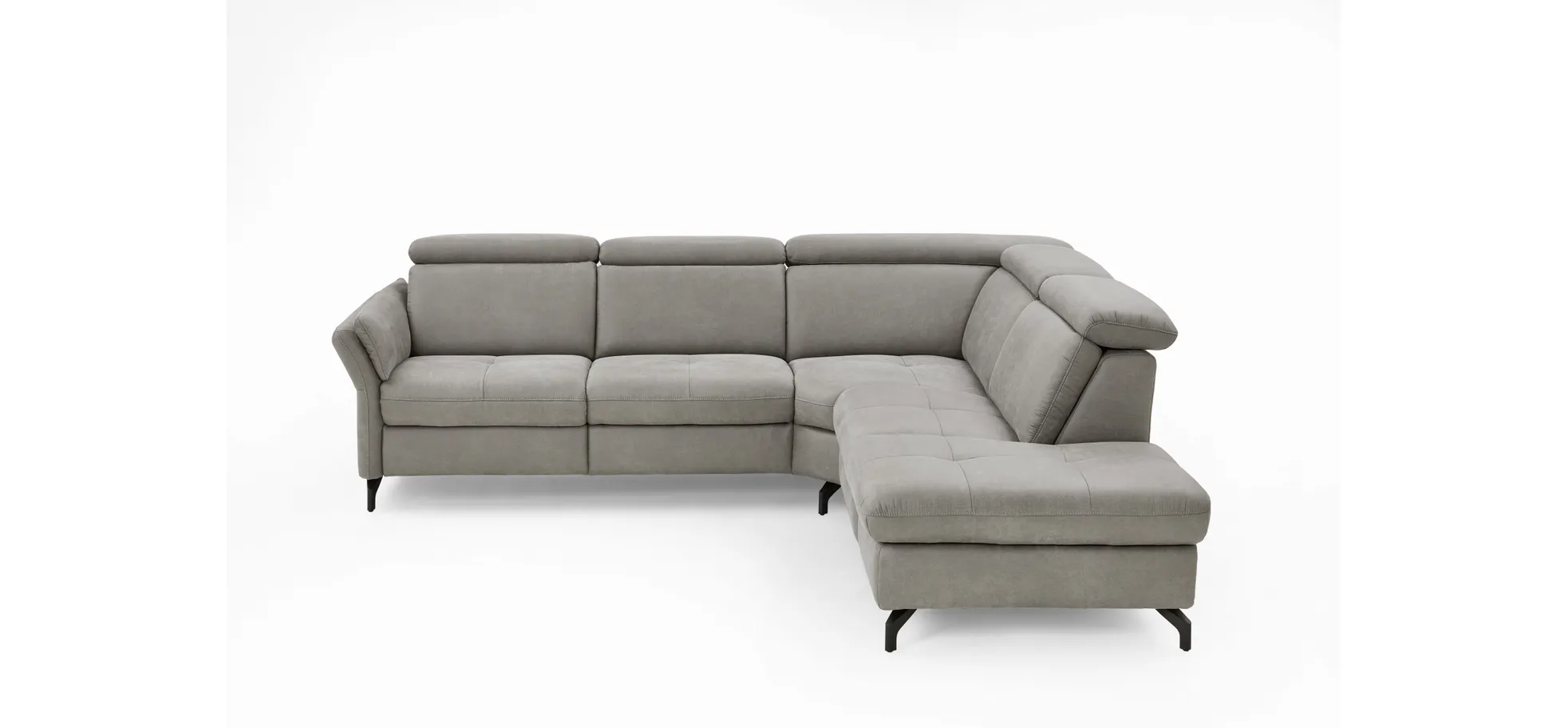  Ecksofa - 2-Sitzer mit Ecke rechts, Stoff, Grau