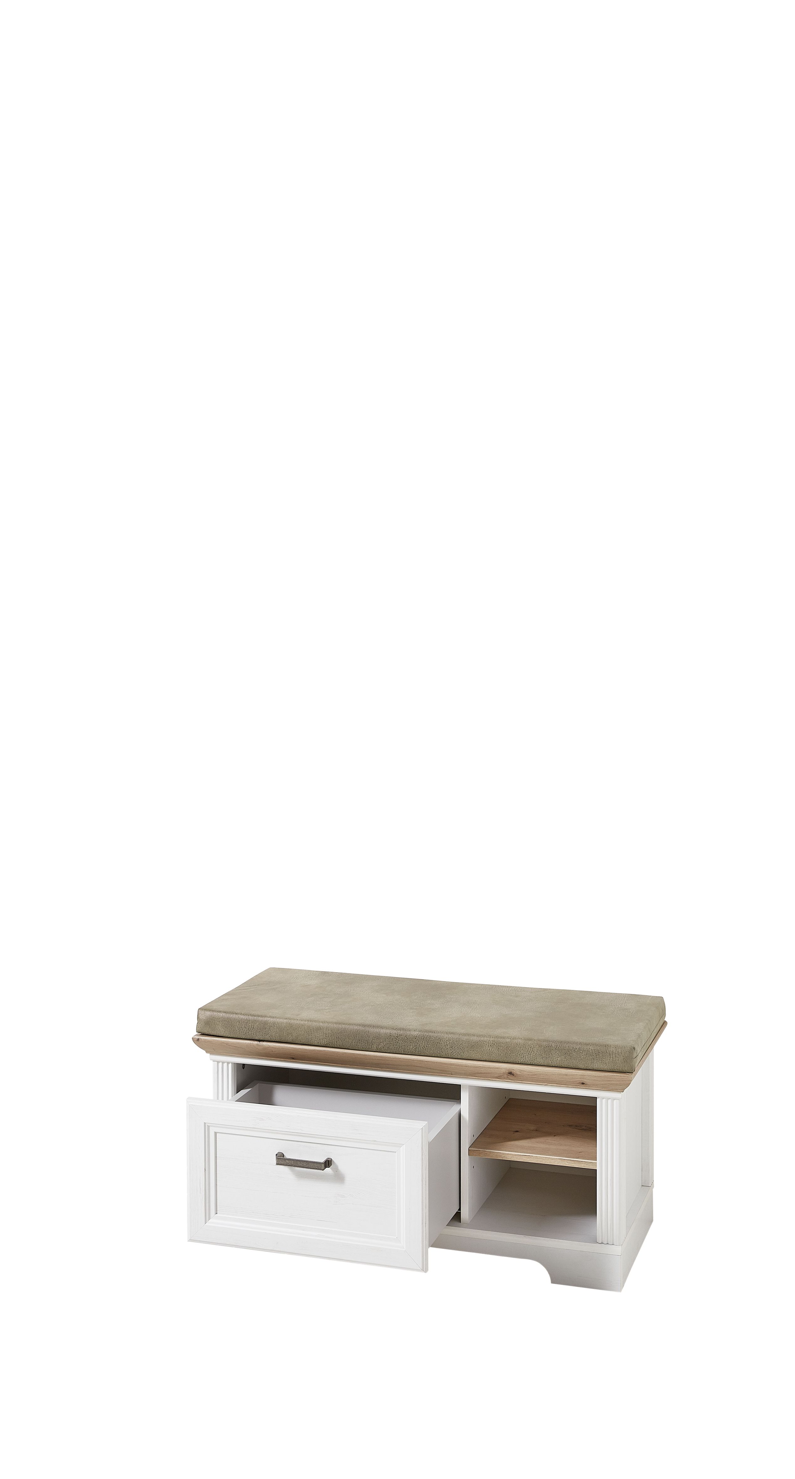 Bank mit Sitzkissen, Pinie hell Nachbildung - Imbria Garderoben