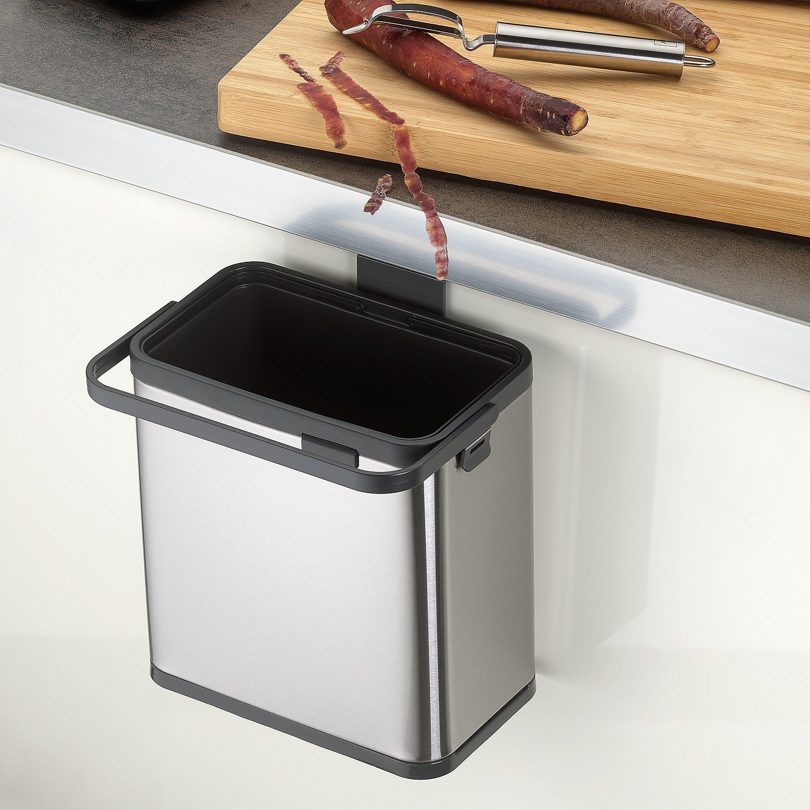 Bio Abfalleimer Plata 13x21x20,5  cm - Edelstahl silber matt
