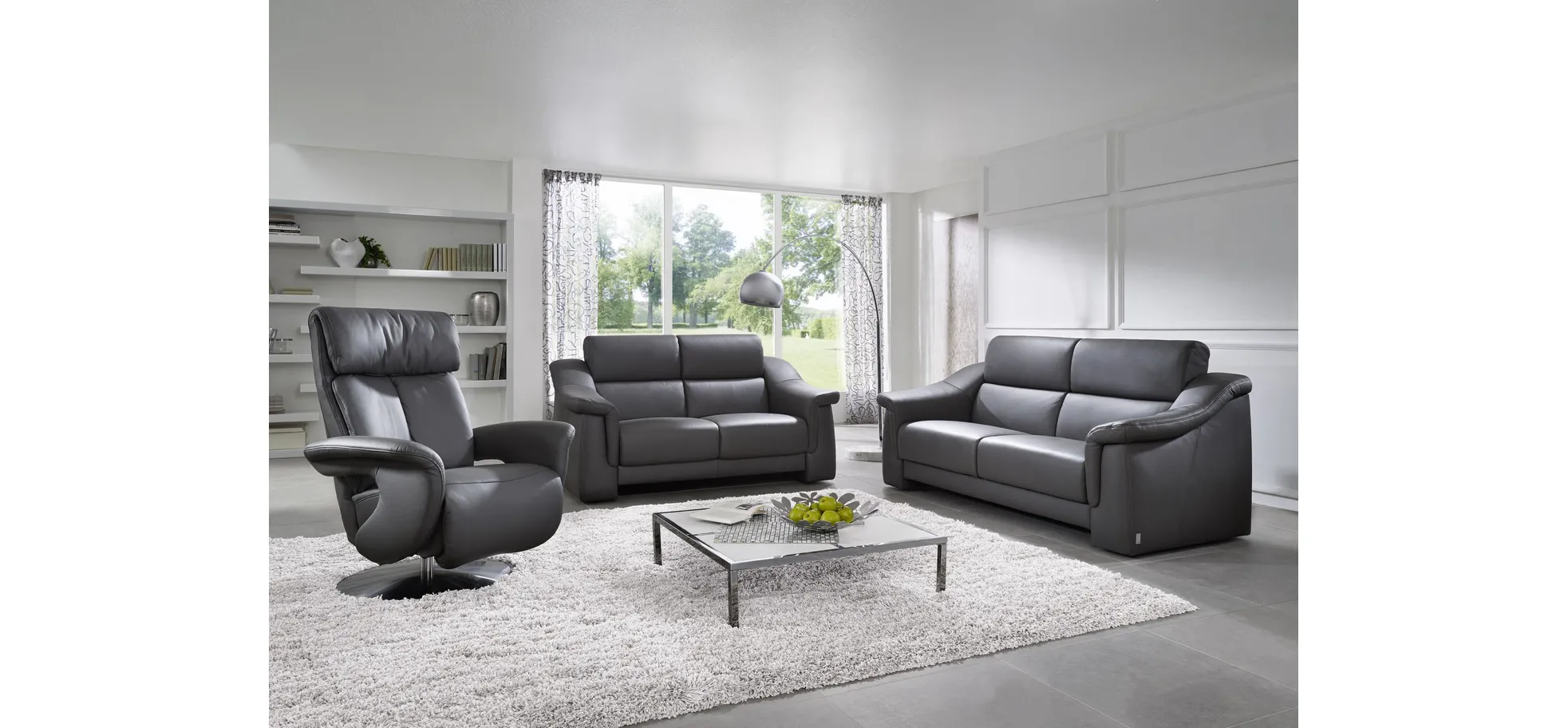 Fernsehsessel EM 8039-8049 - Relaxfunktion inkl. Aufstehhilfe motorisch, Leder, Schlamm