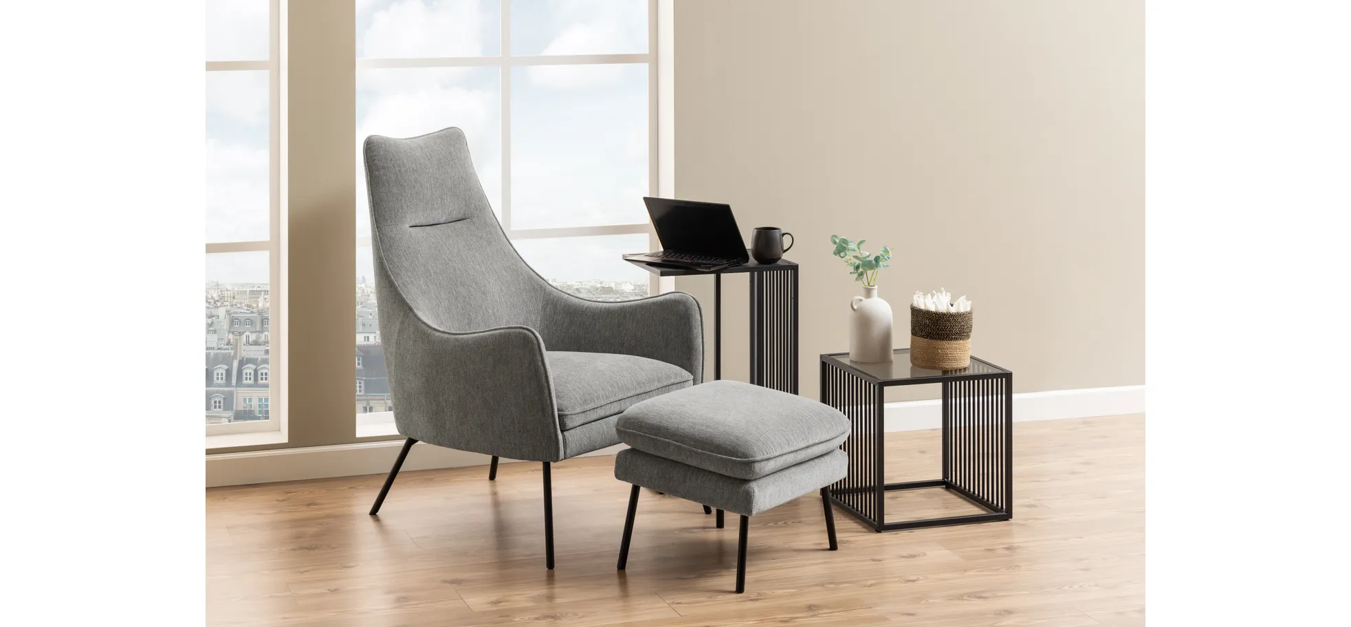 Beistelltisch, Platte Marmoroptik  - Avelina