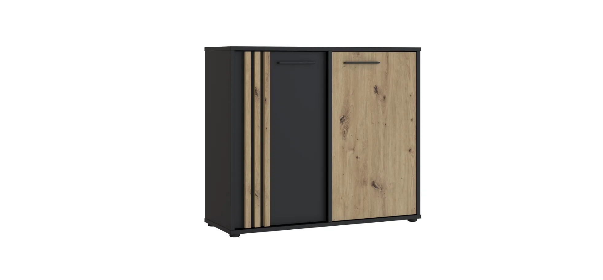 Kommode, Black/Artisan Oak  - Floriss