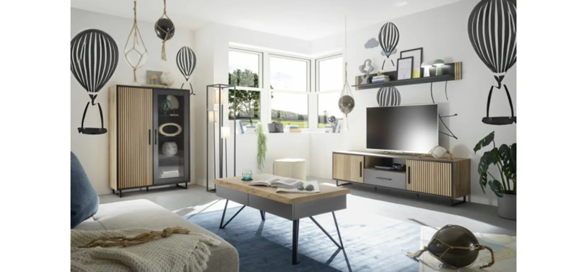 TV-Lowboard, Eiche, B 185 cm - Ela