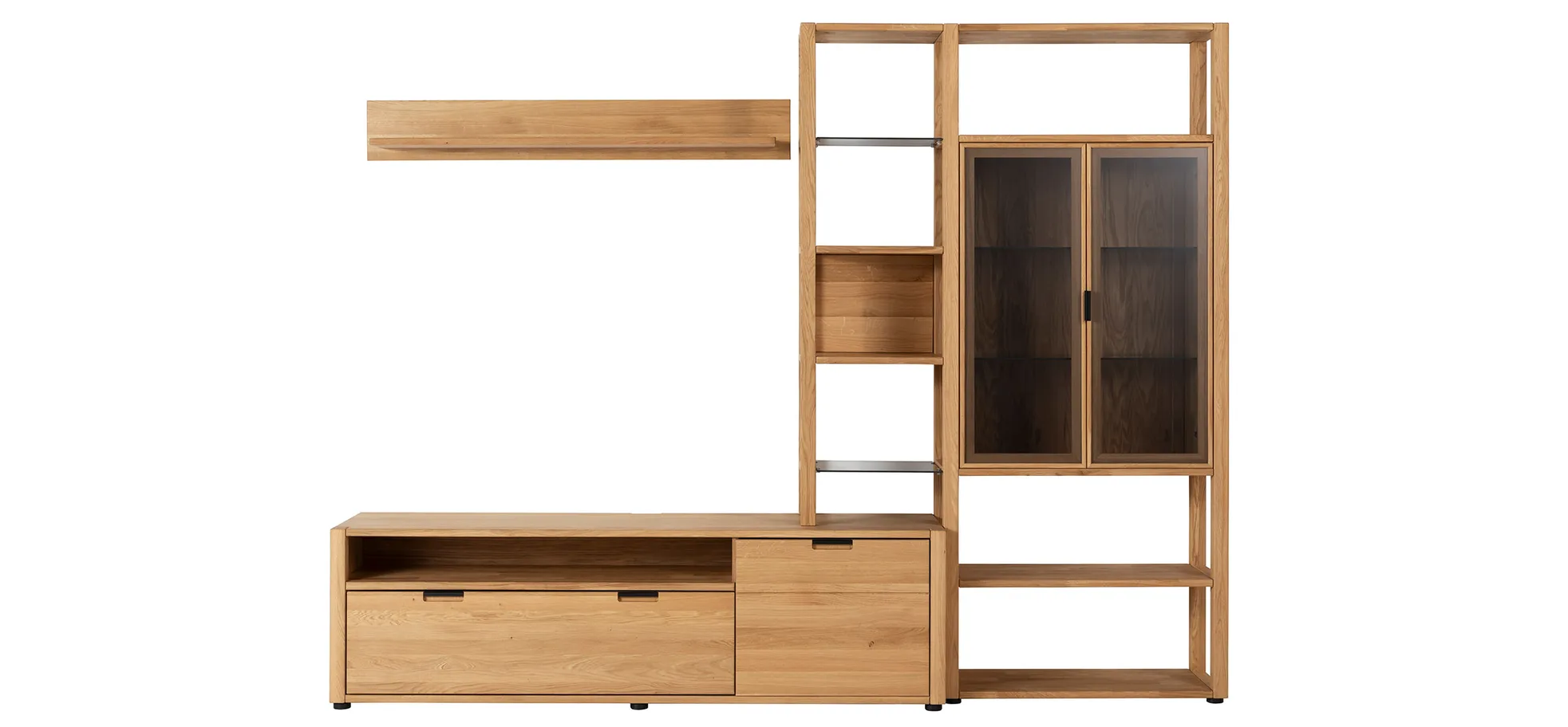 Wohnwand, Eiche massiv, legno geölt - Elara