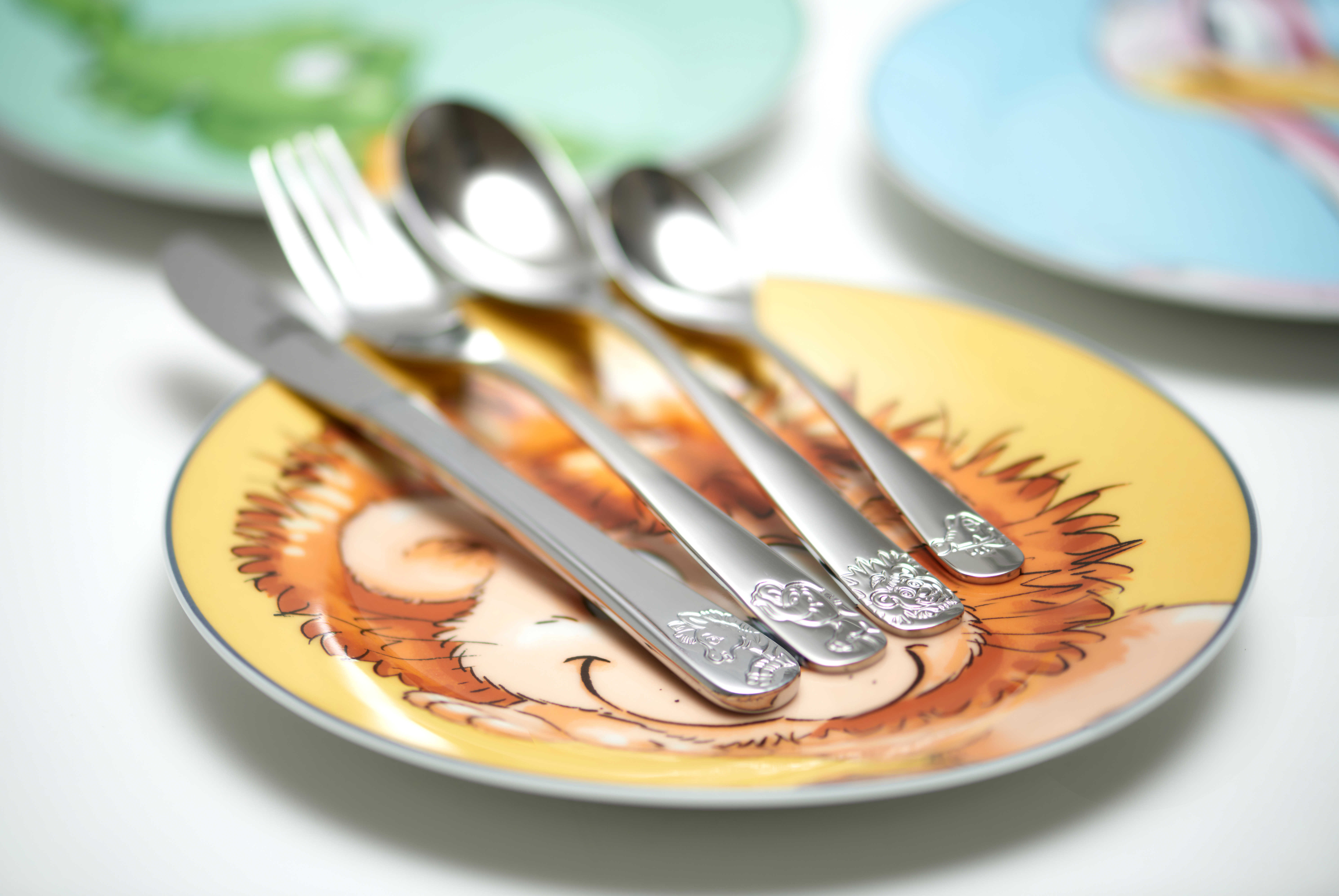 Kinderbesteck Happy Zoo 18/10 - 4tlg. - Edelstahl, spülmaschinengeeignet, Silber