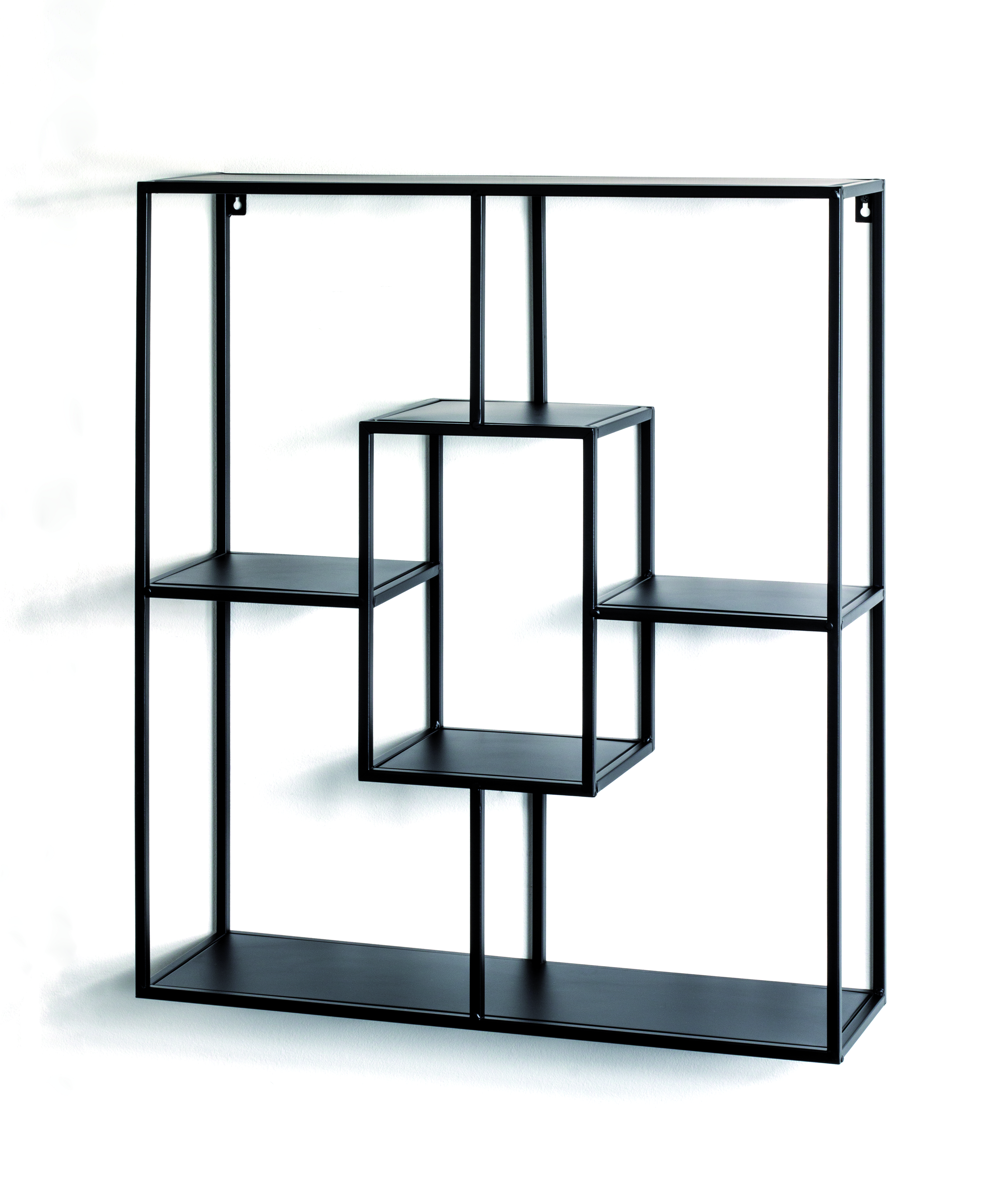 Wandregal mit 6 Fachböden, Metall schwarz - Black