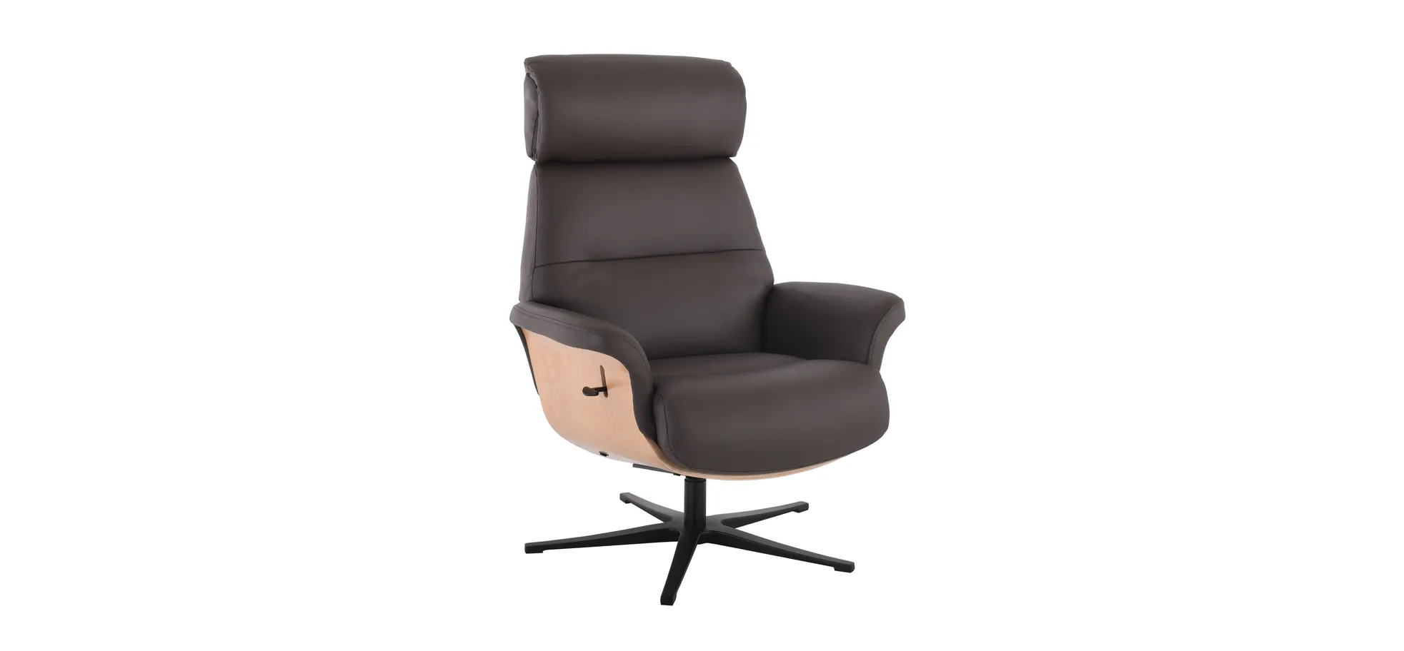 Relaxsessel mit Hocker, Leder dunkelbraun - Moani