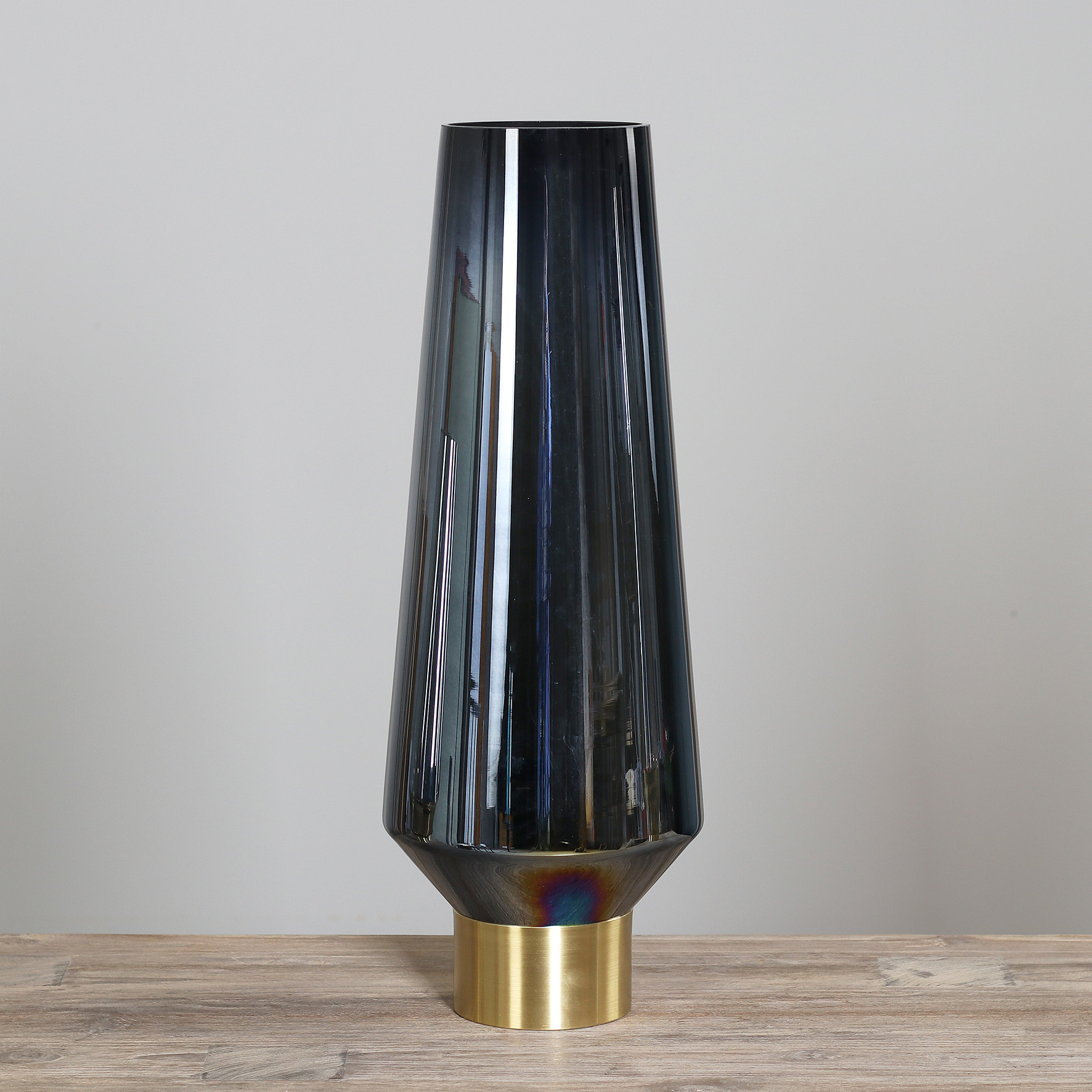 Glas Vase/Windlicht - blau, 60 cm