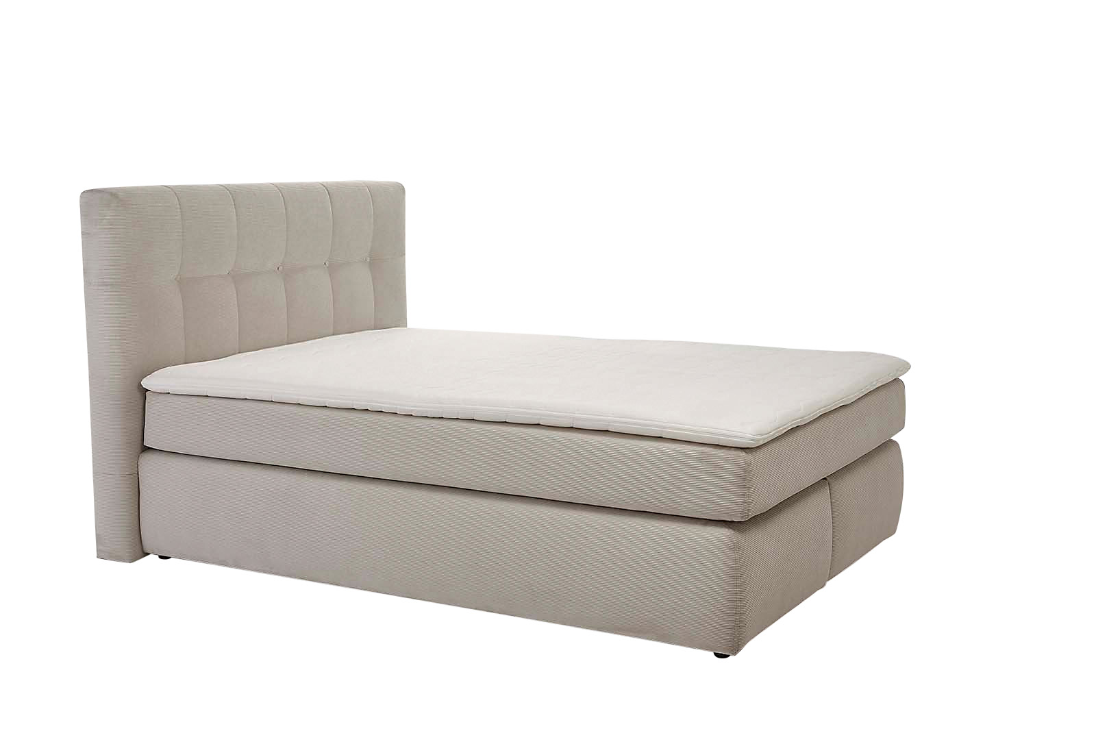 Boxspringbett, Feincord beige, - Janah