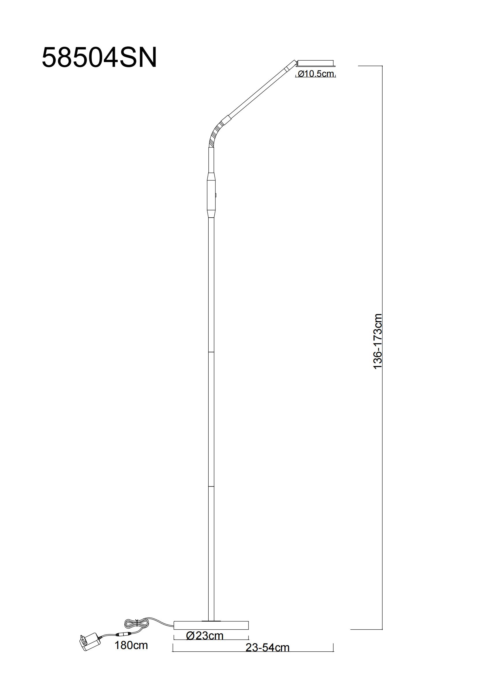 Stehleuchte SILVIO - LED, nickel matt, ca. 52x20x173cm