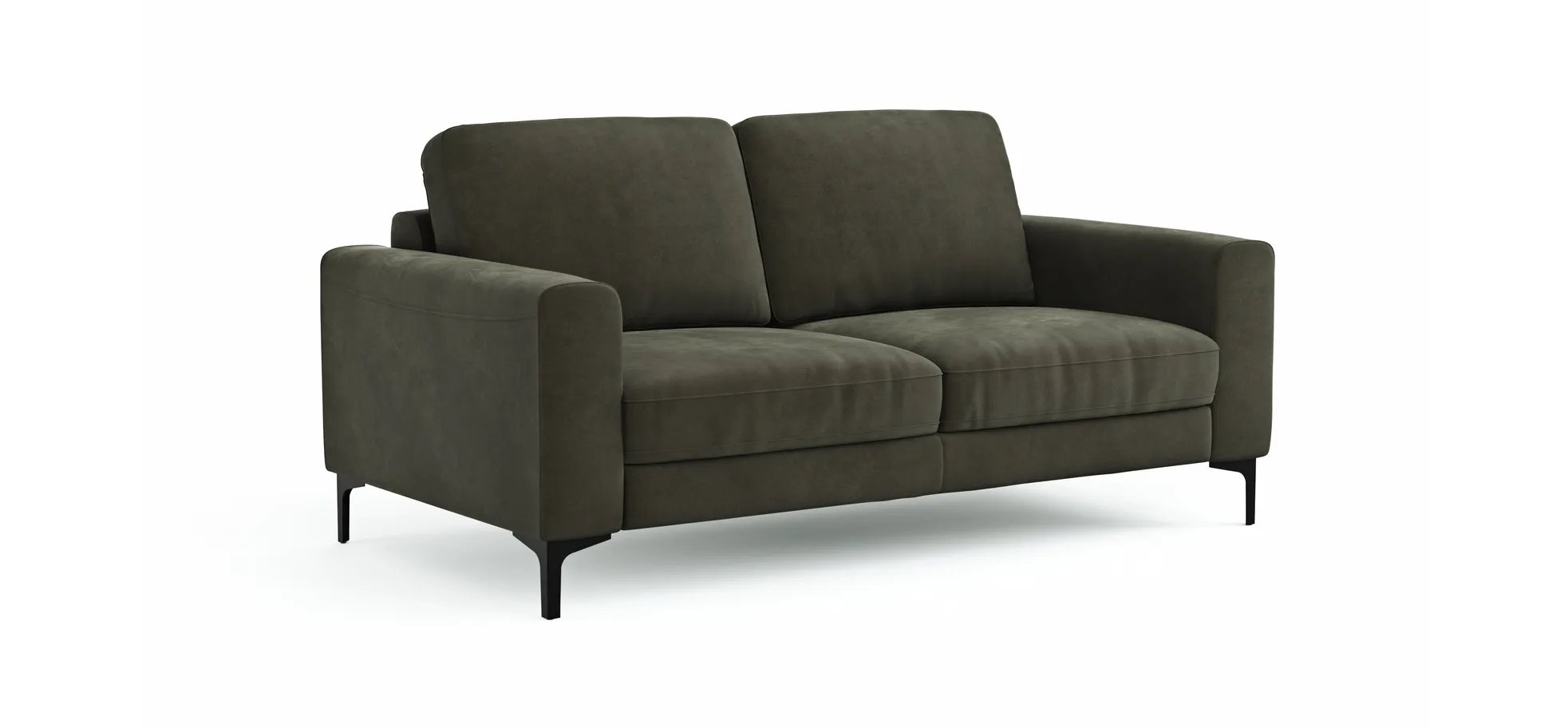 Sofa Oviedo - 2-Sitzer, Stoff, Braungrün