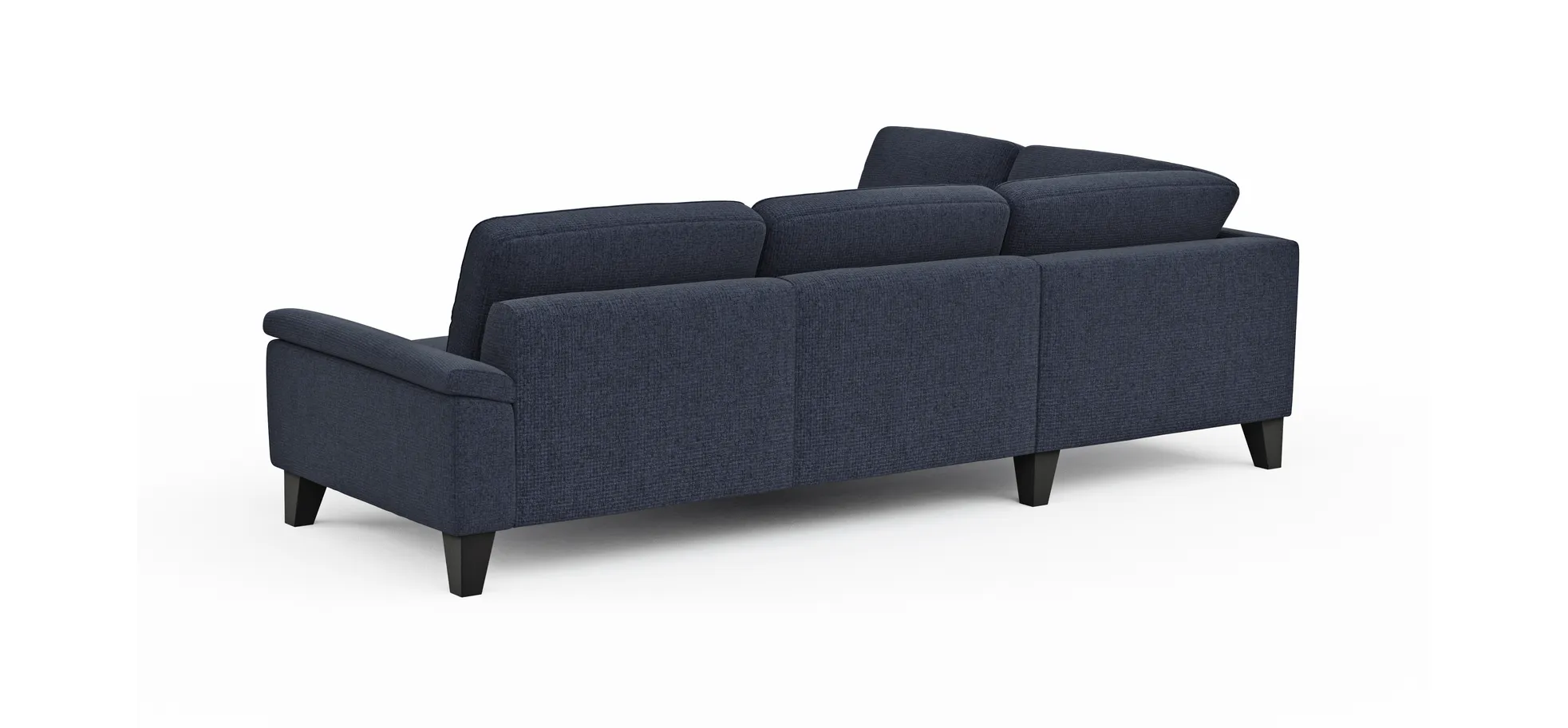 Ecksofa Oviedo - Ecke links mit 2,5-Sitzer inkl. Drehsitz, Stoff, Dunkelblau