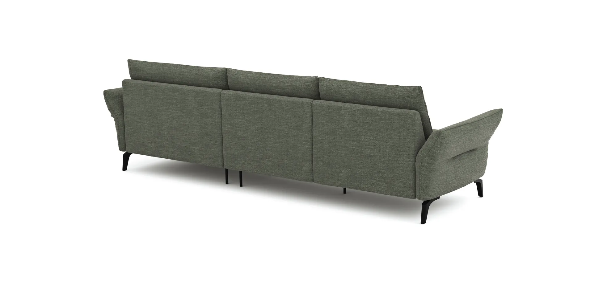 Ecksofa Bahia - 2,5-Sitzer mit Longchair rechts inkl. Armlehne verstellbar, Stoff, Olive