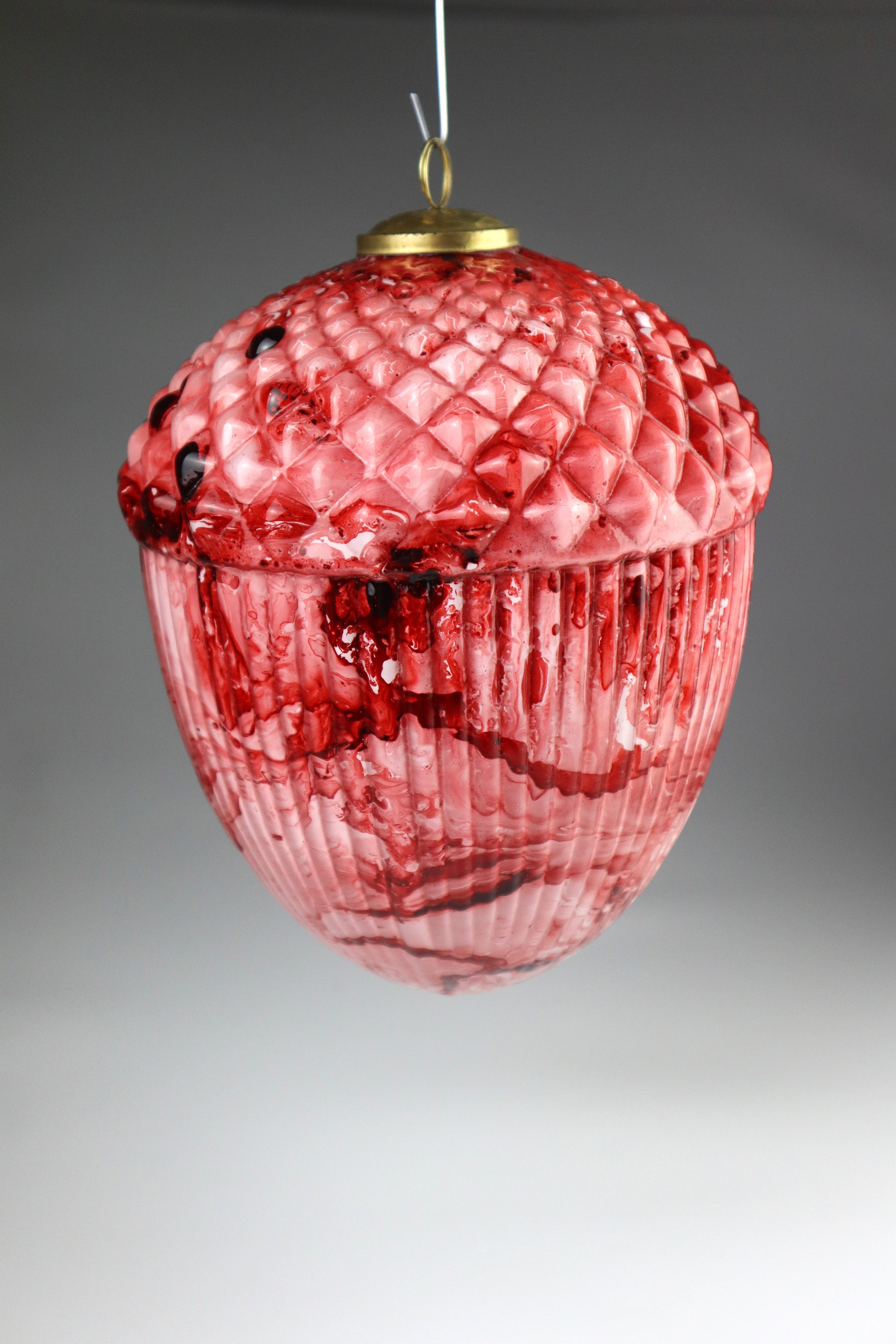 Hänger Eichel rot - Glas 31cm