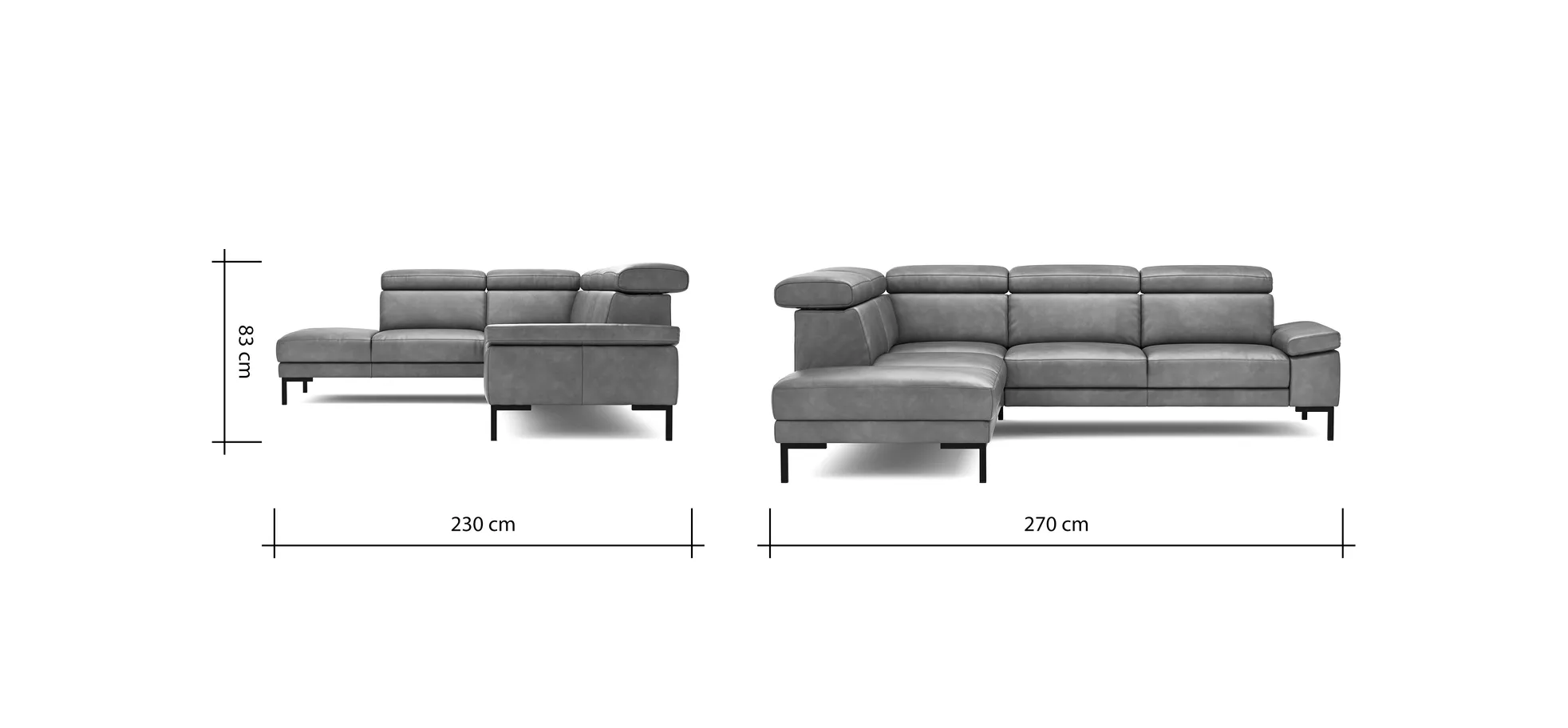 Ecksofa Hudson - Ecke links mit 2,5-Sitzer inkl. Kopfteil verstellbar, Leder, Braungrün