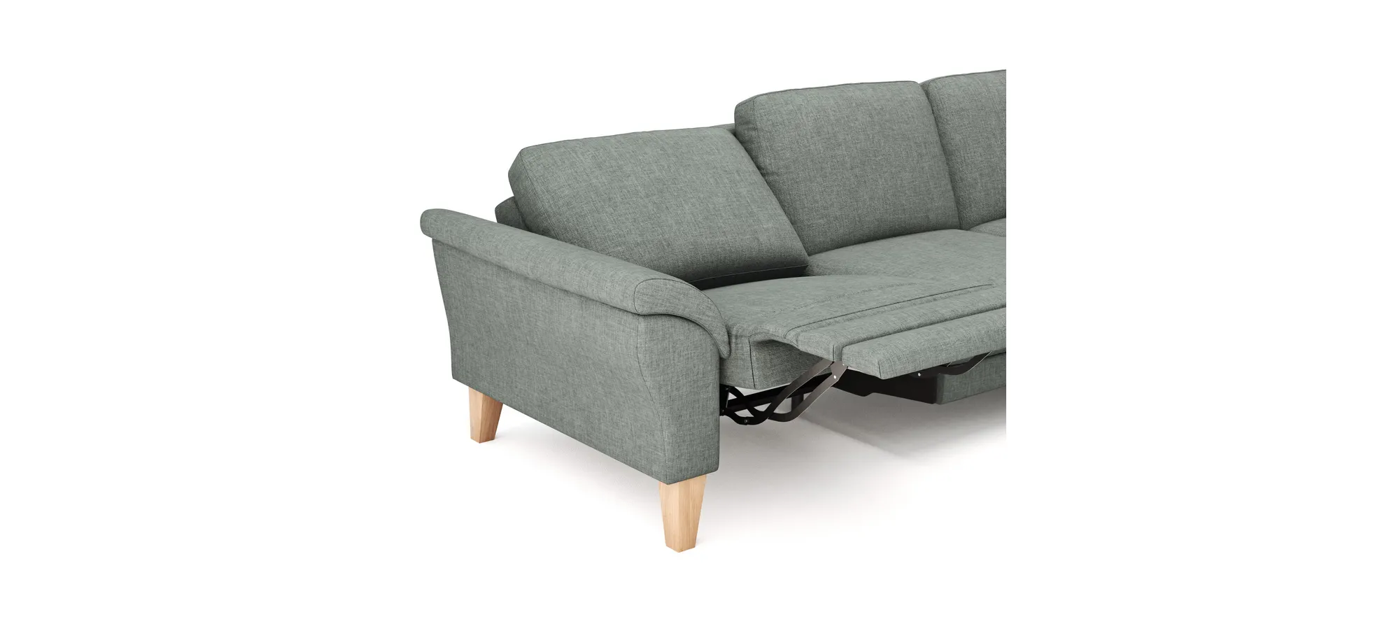 Ecksofa Rockport A - 2,5-Sitzer mit Ecke rechts inkl. Relaxfunktion (motorisch), Stoff, Grau