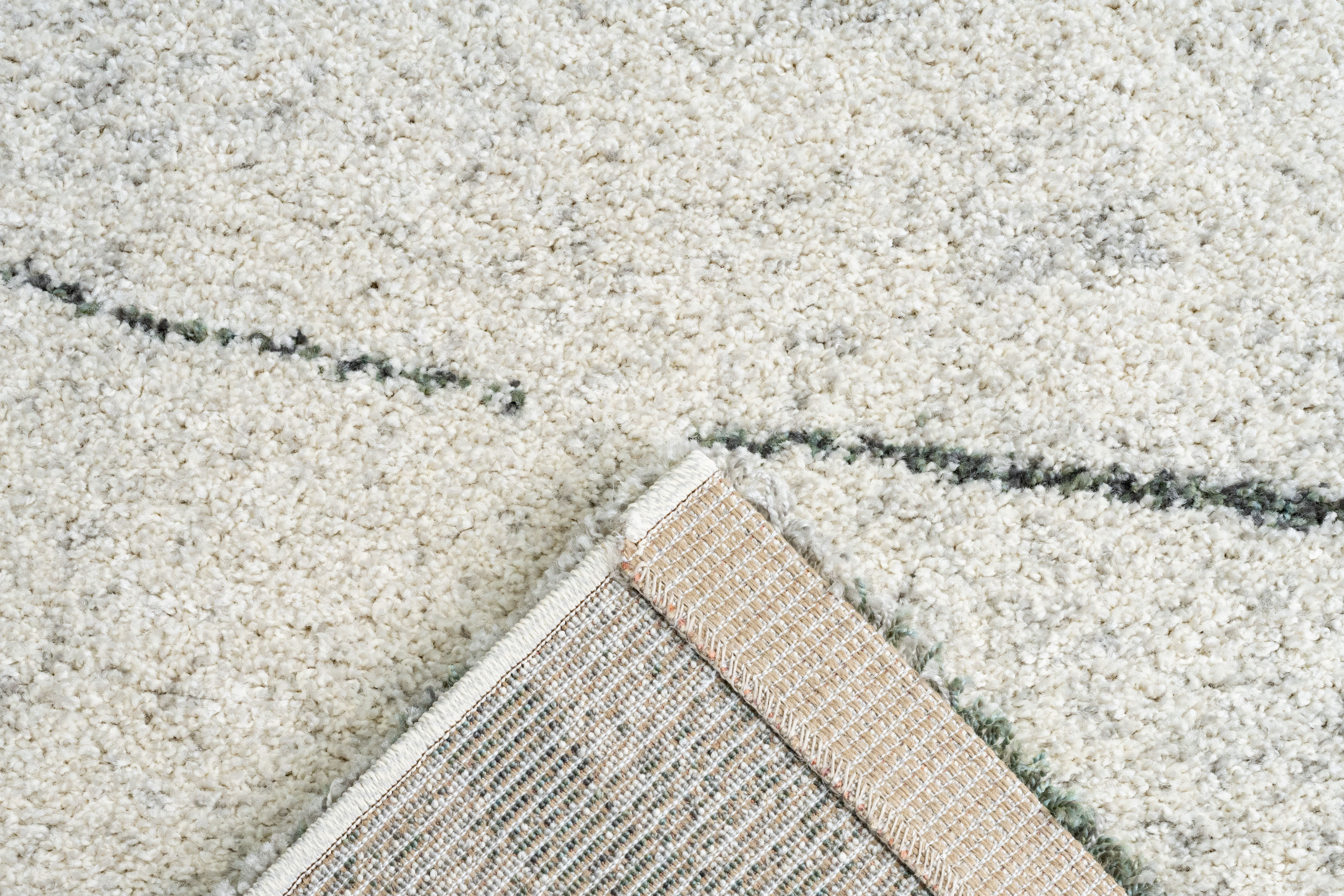 Webteppich, weiß-grün-grau, 160x230 cm - Rehari