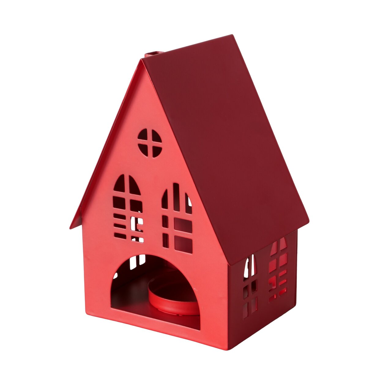 Laterne Dover, klein - Haus, Indoor, 7,30x12,8cm, Eisen pulverbesch. rot