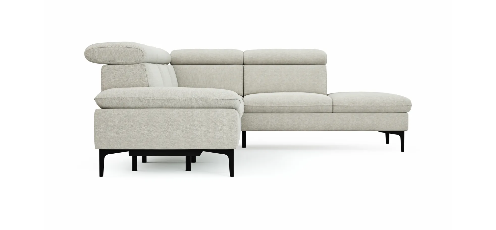 Ecksofa Felipa - 2,5-Sitzer mit Ecke rechts inkl. Armlehne verstellbar und Rückenlehne/Sitztiefe verstellbar (motorisch), Stoff, Natur