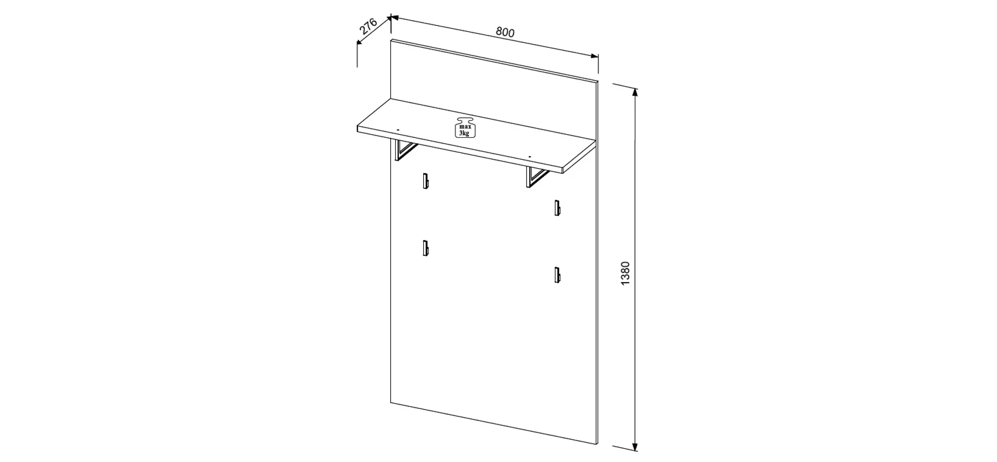 Garderobenpaneel, Riva Eiche - Ilaria