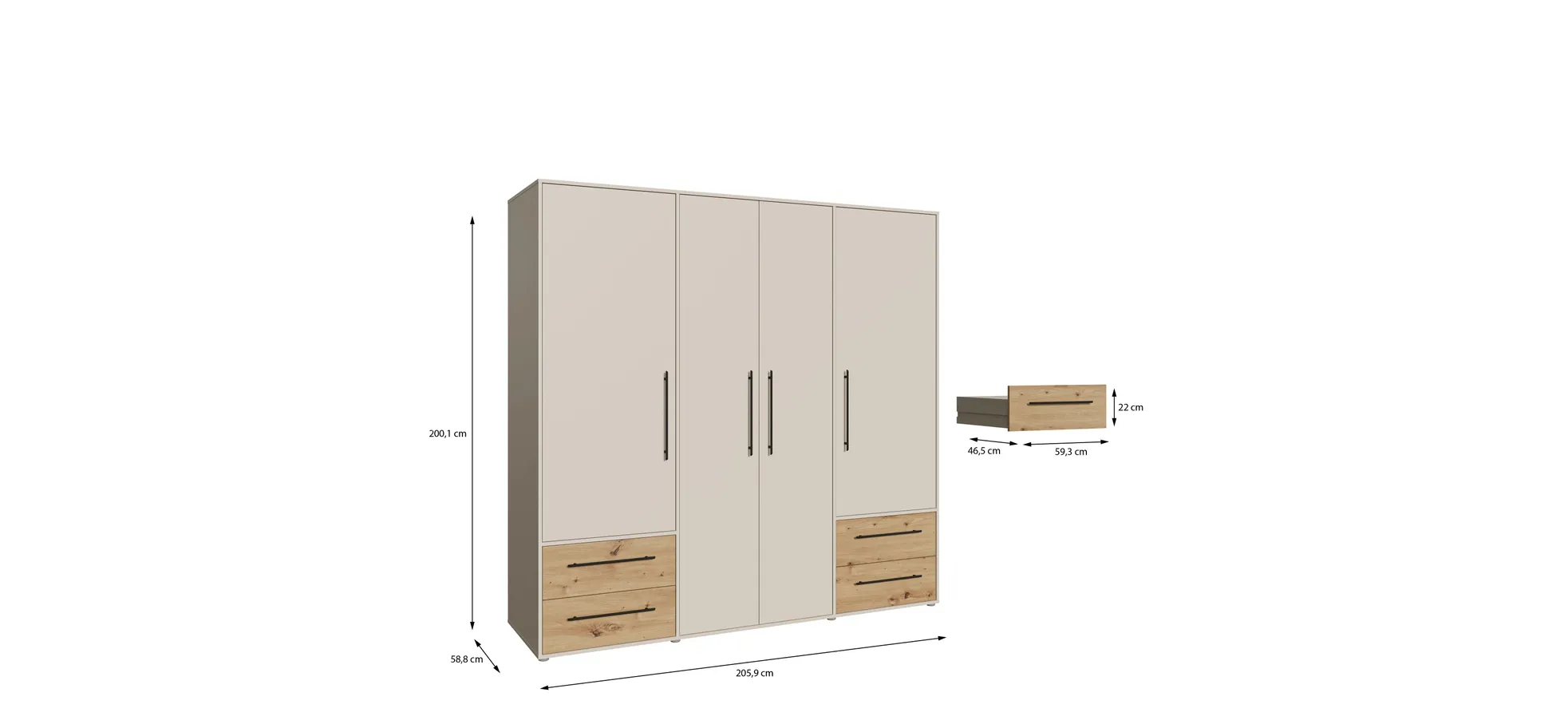 Drehtürenschrank, Dekor sand - Fathie