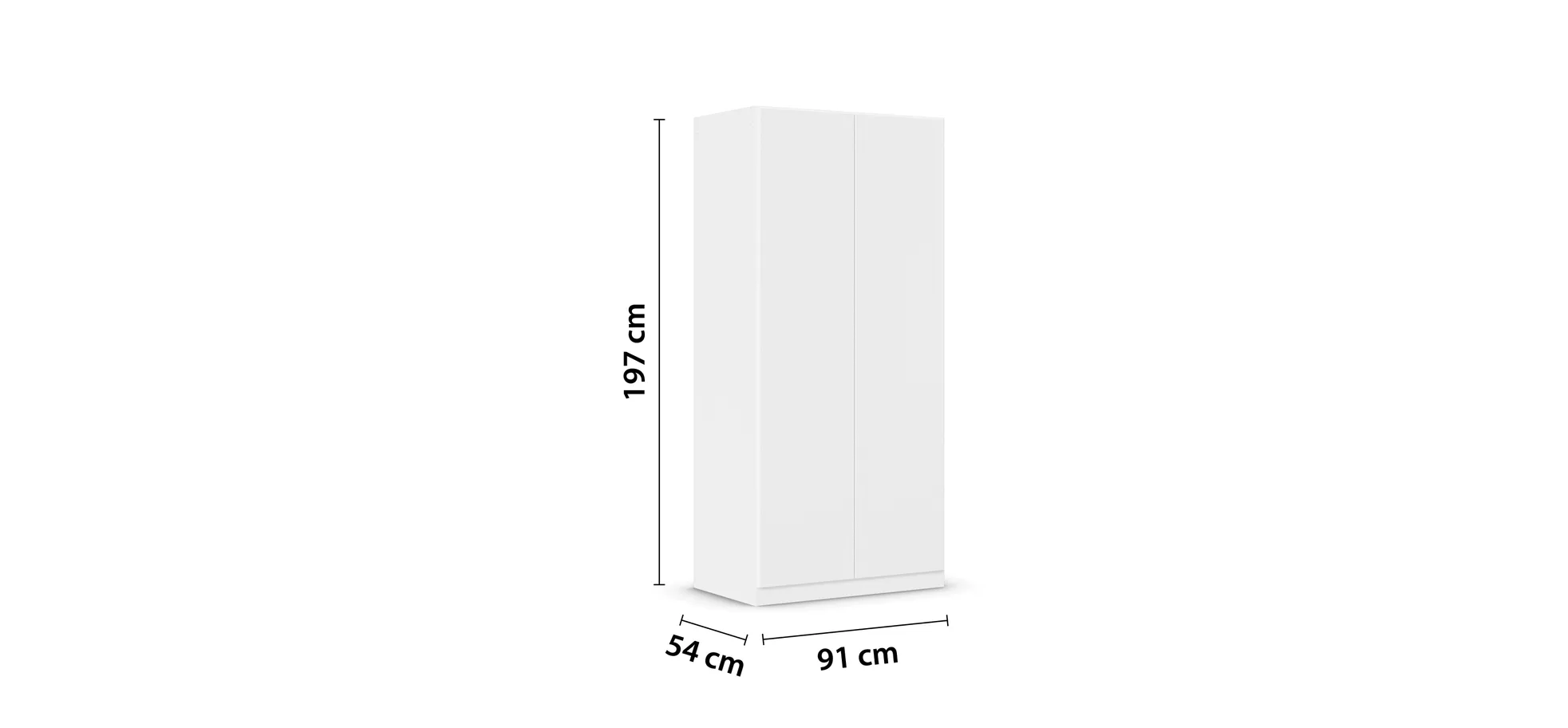 Drehtürenschrank RASA- B ca. 91 cm, Weiß