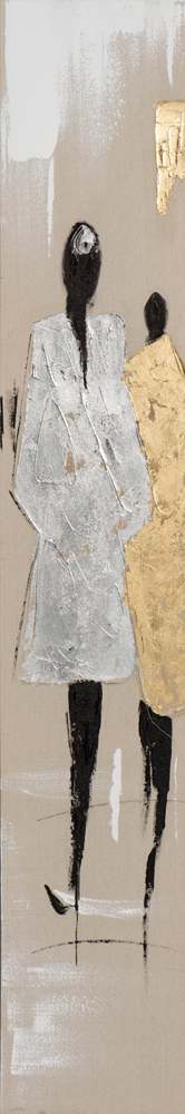 Acrylgemälde Modenschau in gold und silber - ca. 25x150cm
