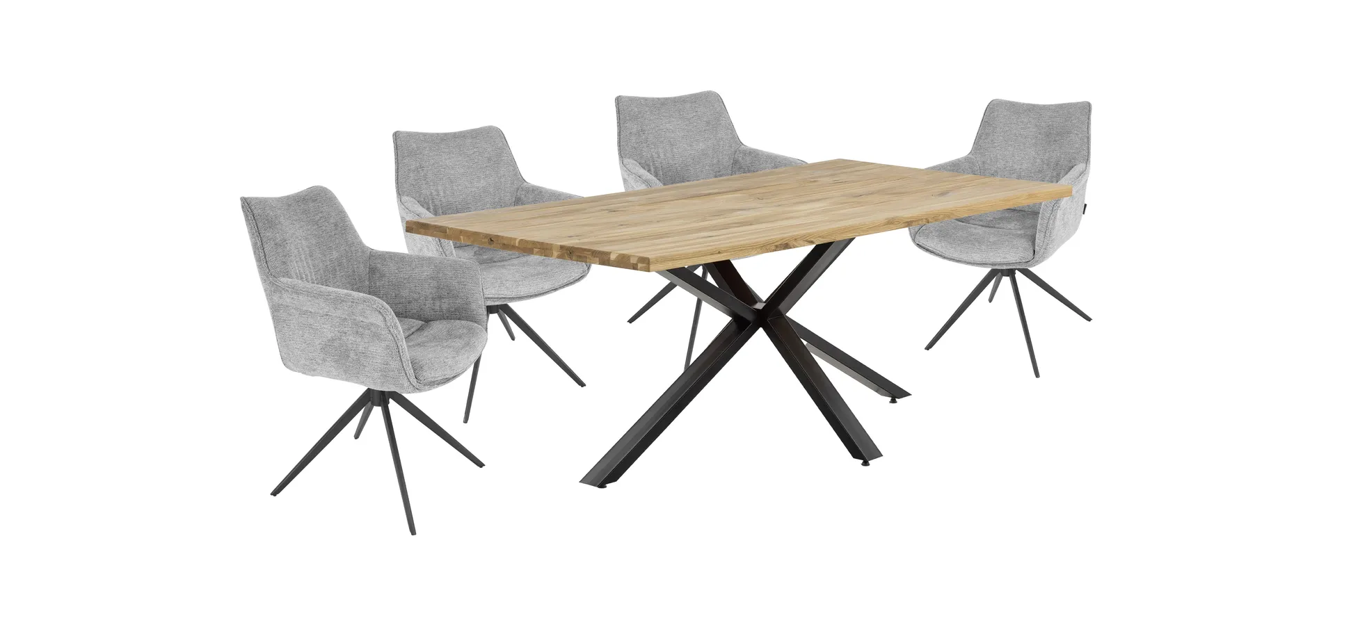 Armlehnstuhl, Bezug hellgrau, 360° drehbar - Maike