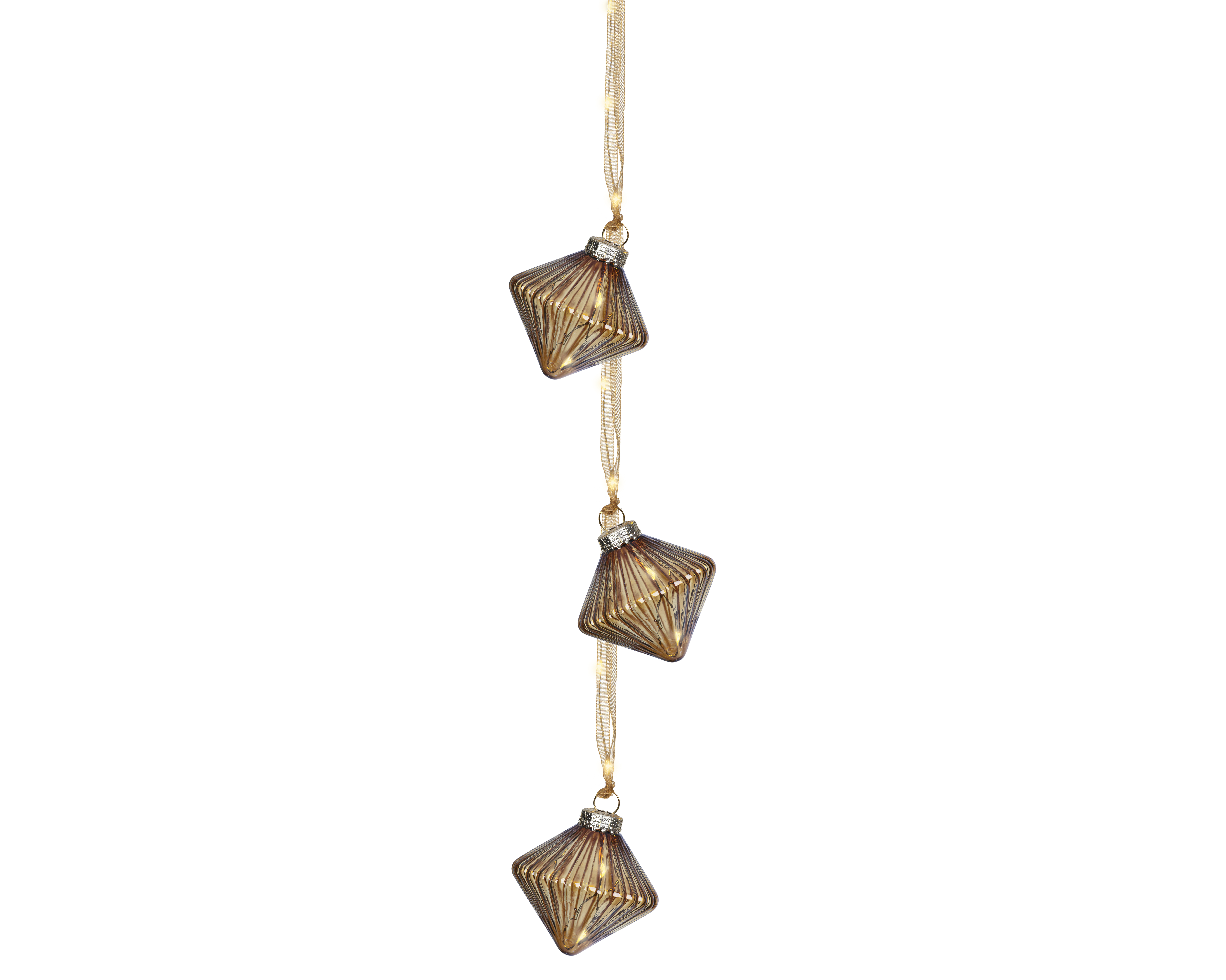 Micro LED Bündel Ornament - braun/warmweiss, Glas, L5.70-W5.70-H28cm-15L