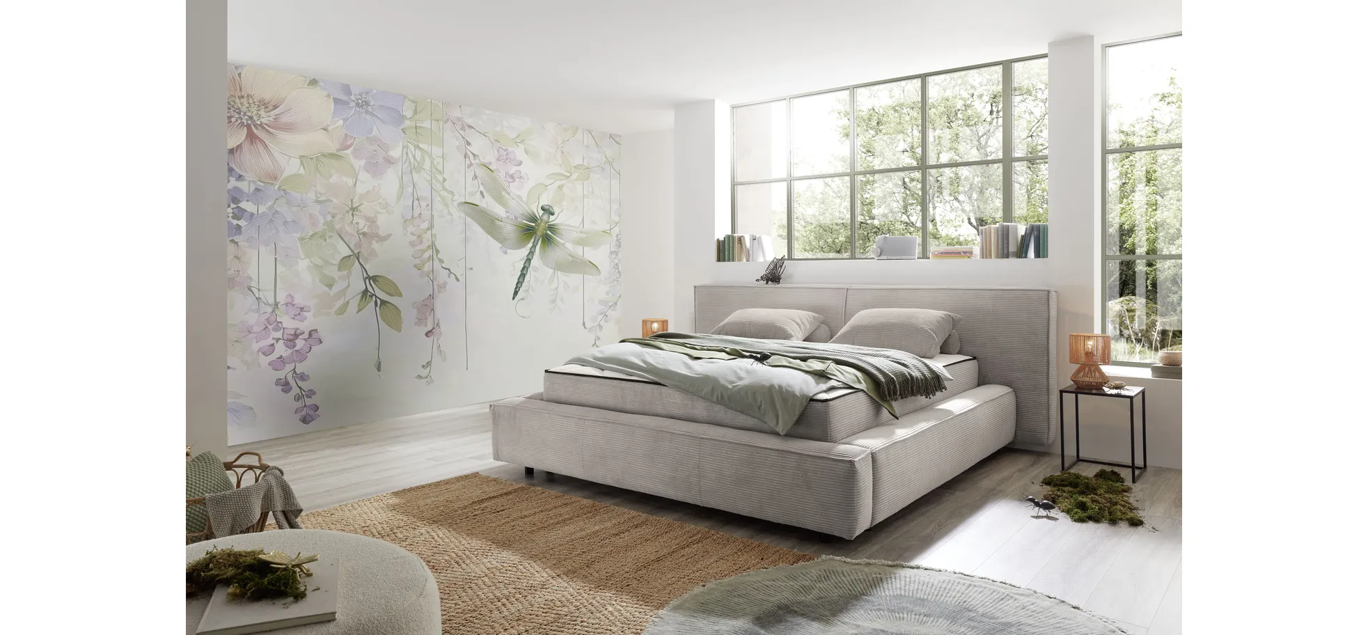 Polsterbett, Stoff dove, 180x200 cm - Edina