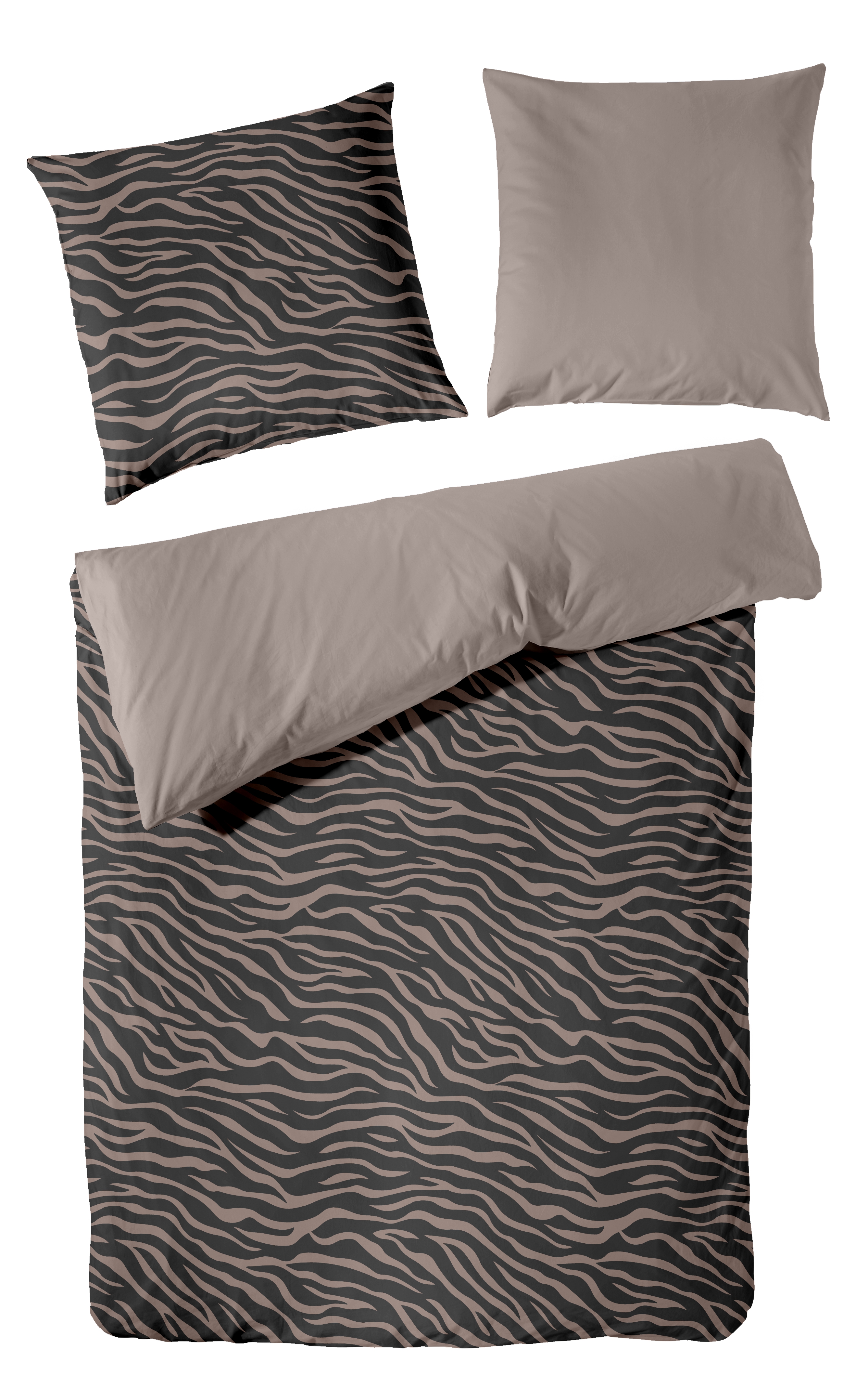 Mako-Satin-Bettwäsche, 135x200cm, braun-beige - 100% Baumwolle