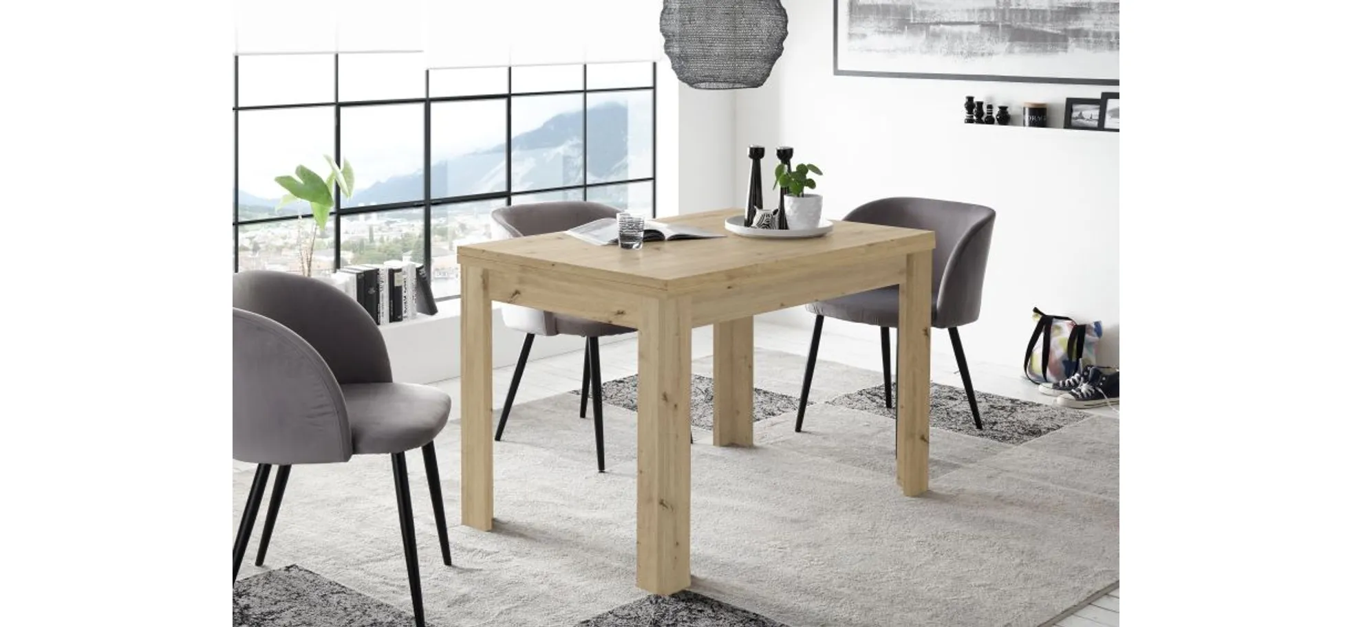 Esstisch, Asteiche Dekor, ausziehbar - Mahi