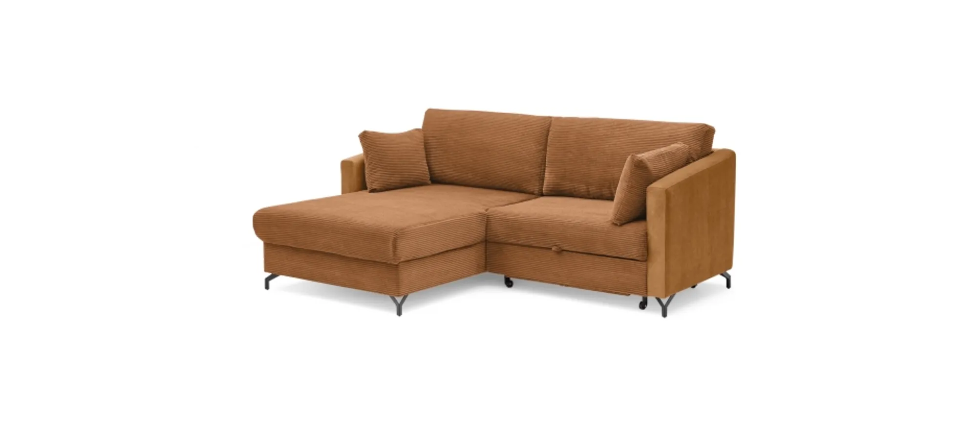 Ecksofa - 1,5-Sitzer, Ecke rechts inkl. Schlaffunktion und Bettkasten, Stoff, Kupfer