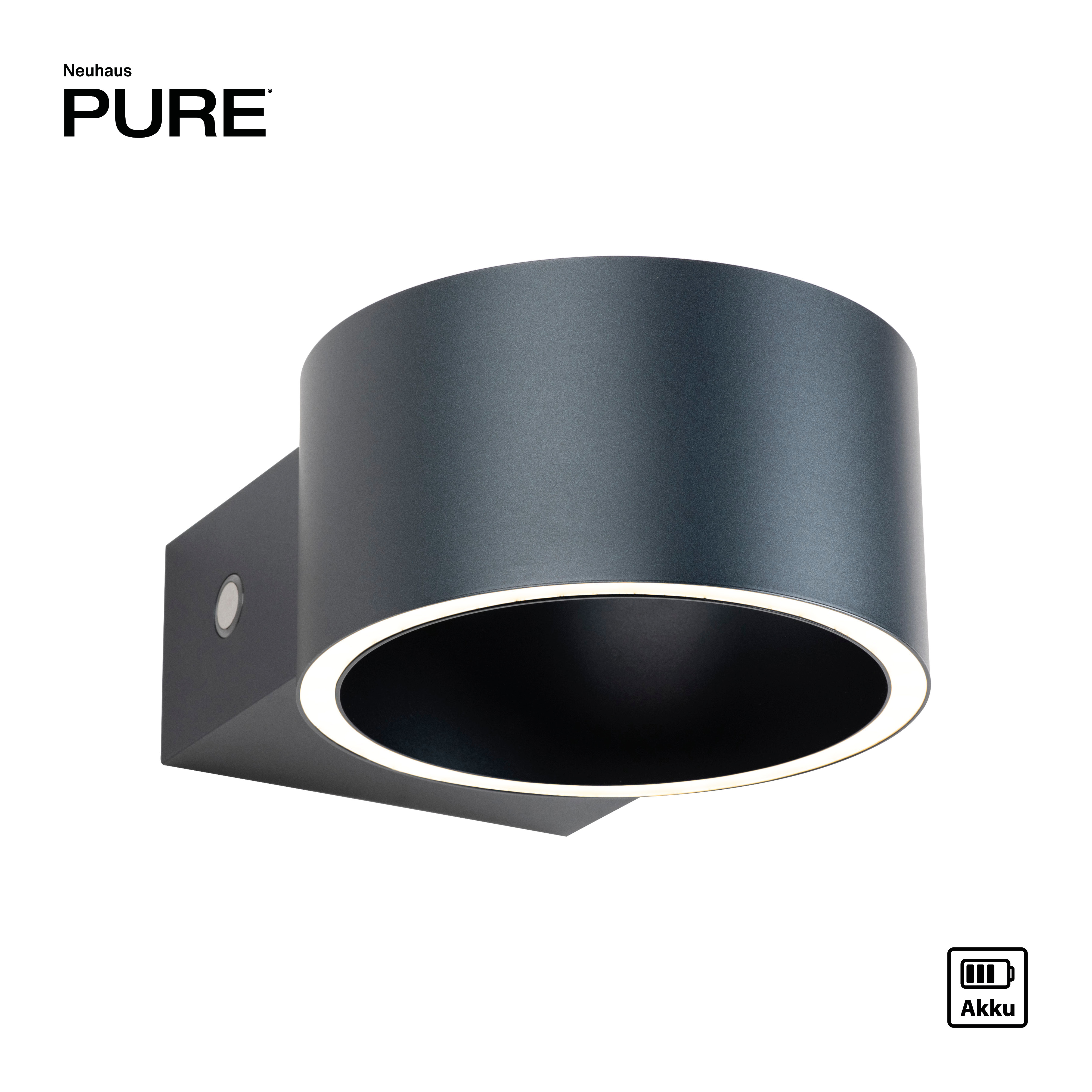 Wandleuchte PURE Clipse - grau, Akku, inkl. USB-Kabel