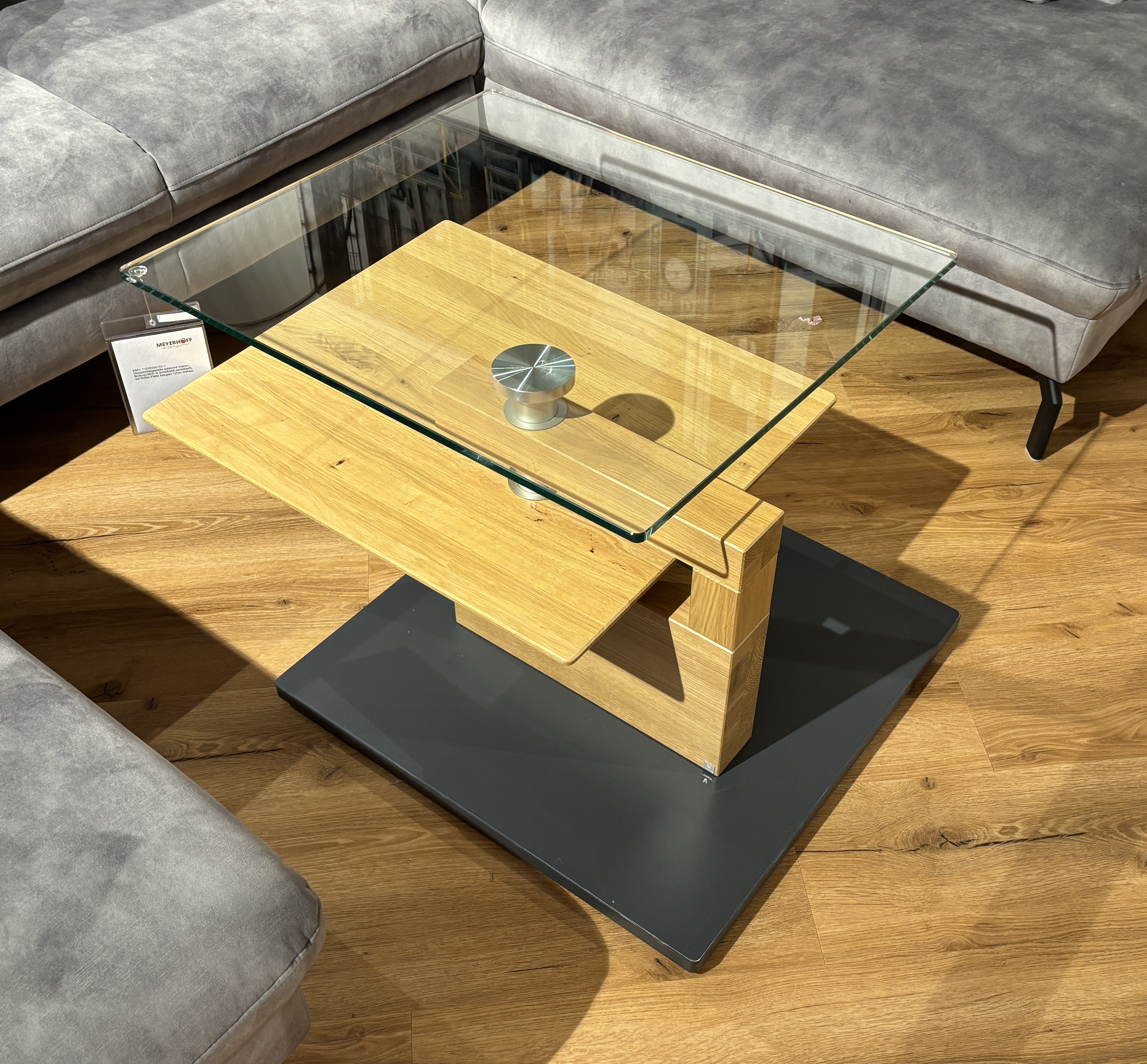 Couchtisch, Wildeiche massiv, auf Rollen - LS 009318