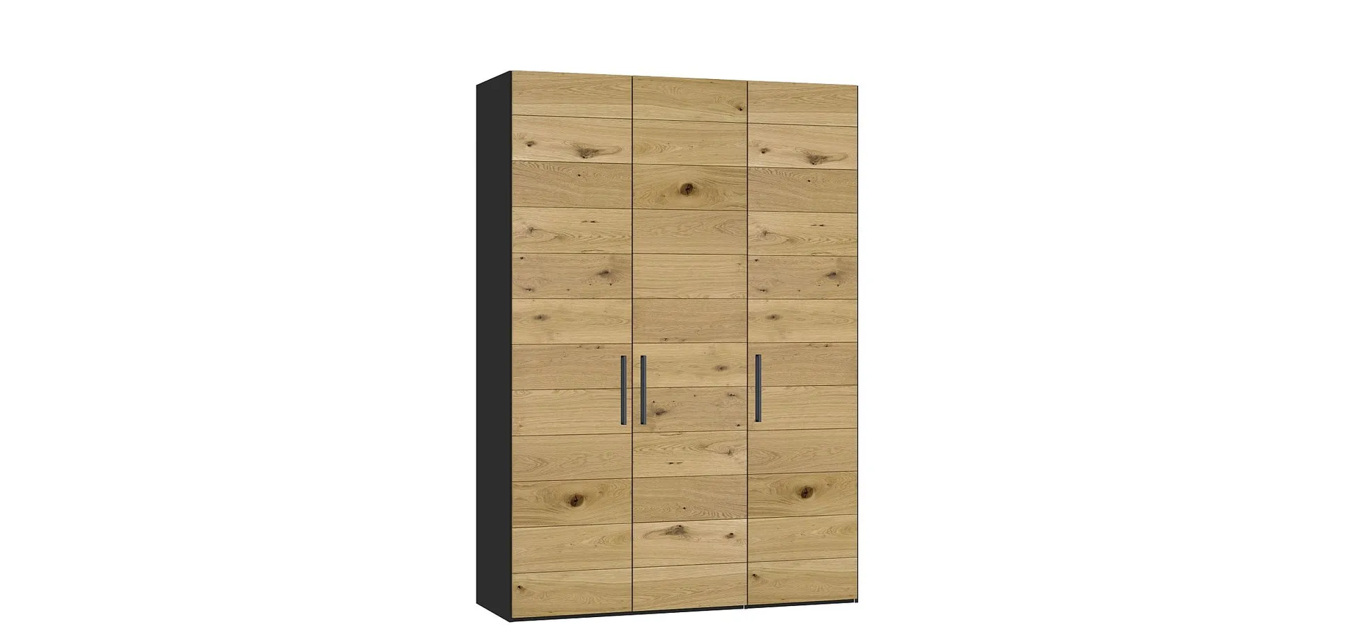 Drehtürenschrank JOIN IT- B ca. 152 cm., Schwarz, Eiche, Natur, Bretteroptik