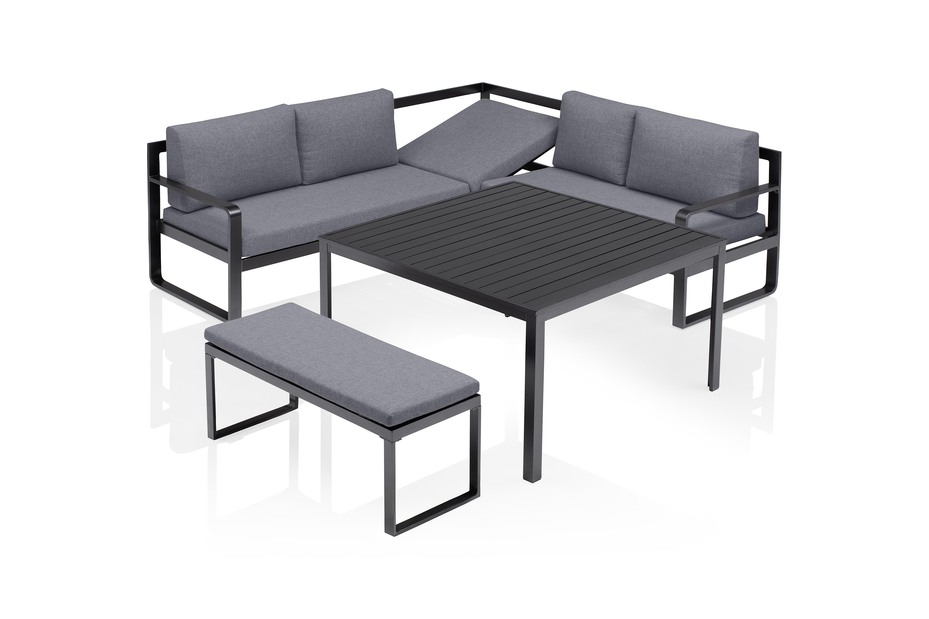 Eckset mit Tisch und Bank, anthrazit - Ocean CD