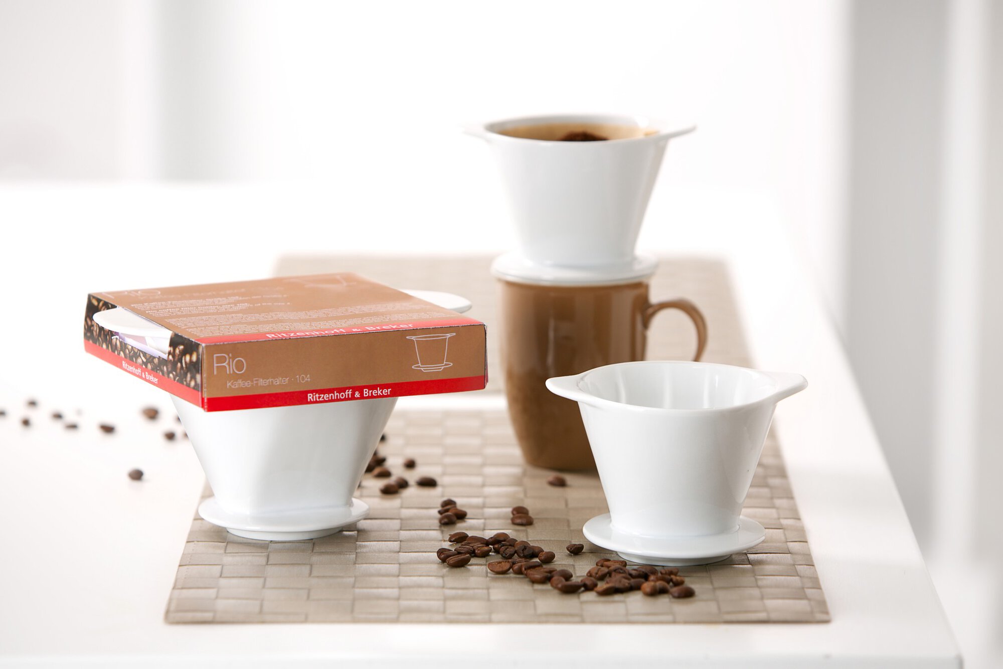 Kaffeefilter Rio Größe 104 - Porzellan, spülmaschinenfest, konisch, weiß