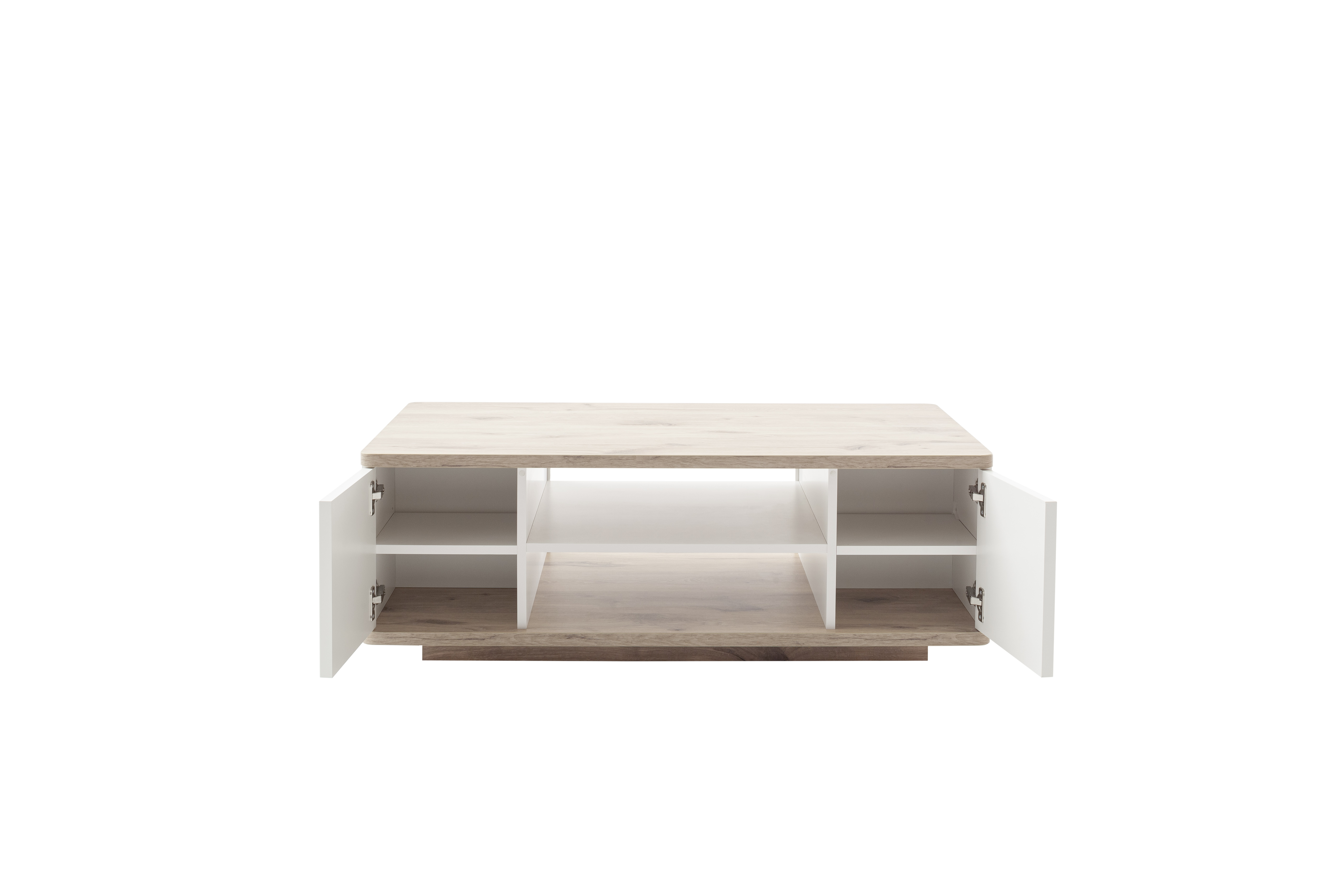 Couchtisch, Soft weiß, Absetzung Eiche Dekor - LS25 Candona