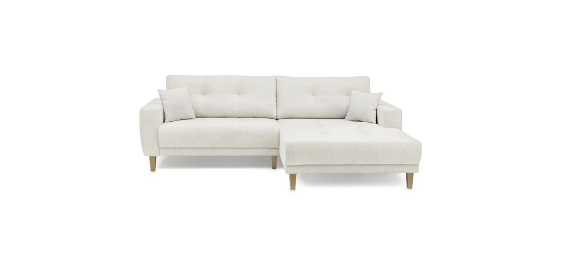 Ecksofa - 3-Sitzer, Ecke rechts inkl. elektrische Sitztiefenverstellung, Stoff, Creme