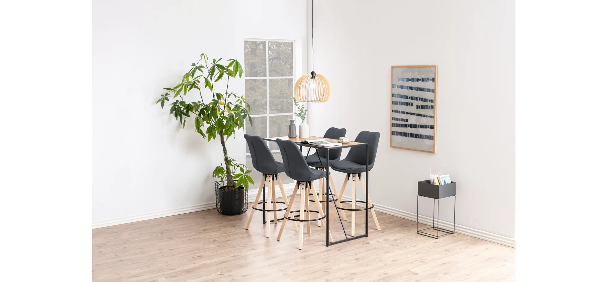 Bartisch - LB ca. 120x60 cm, Wildeiche Nachbildung, Schwarz