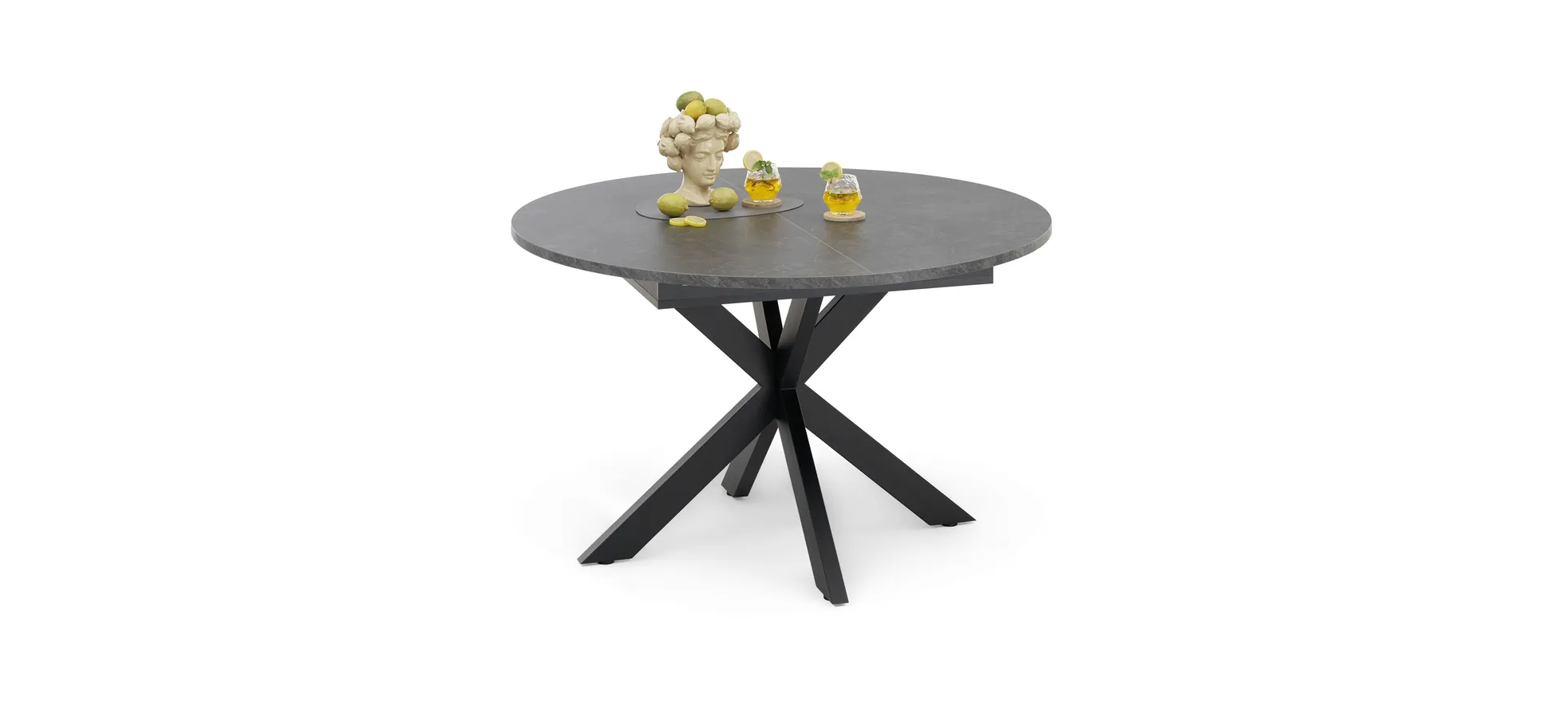 Esstisch, rund, Keramikoptik grau - Merdan