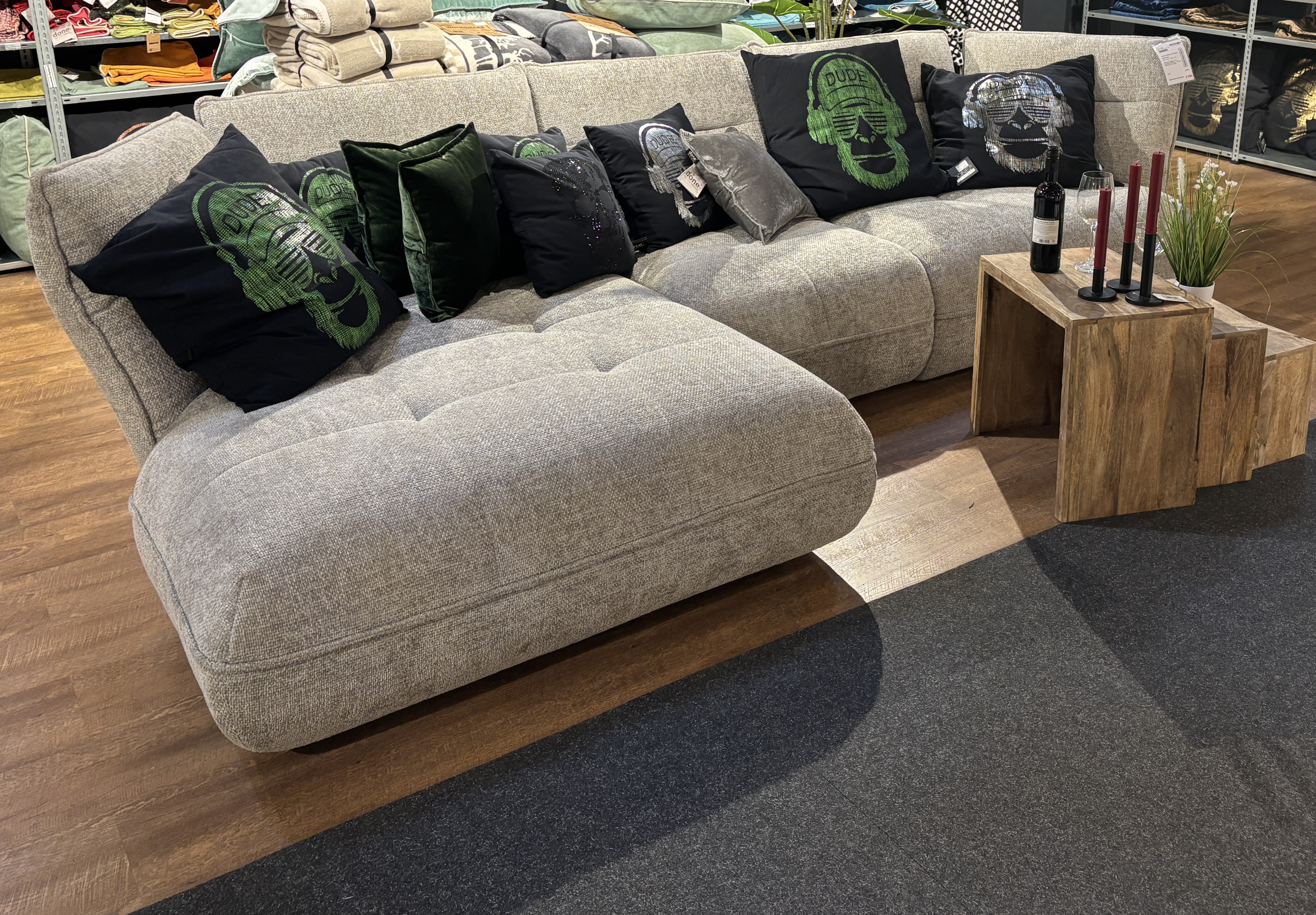 Ecksofa Tossens, Stoff hellgrau - Pinja/Tossens