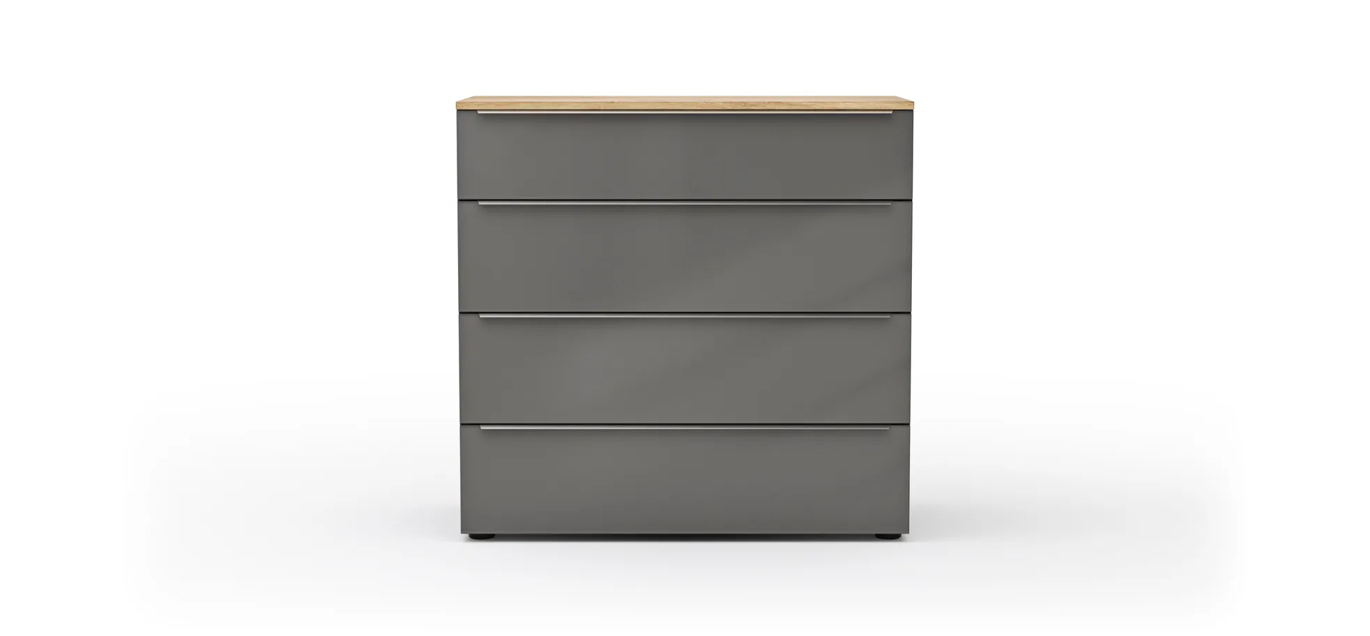 Kommode Colorado Beimöbel - Front Glas, Dunkelgrau matt, Griffe Edelstahlfarbig