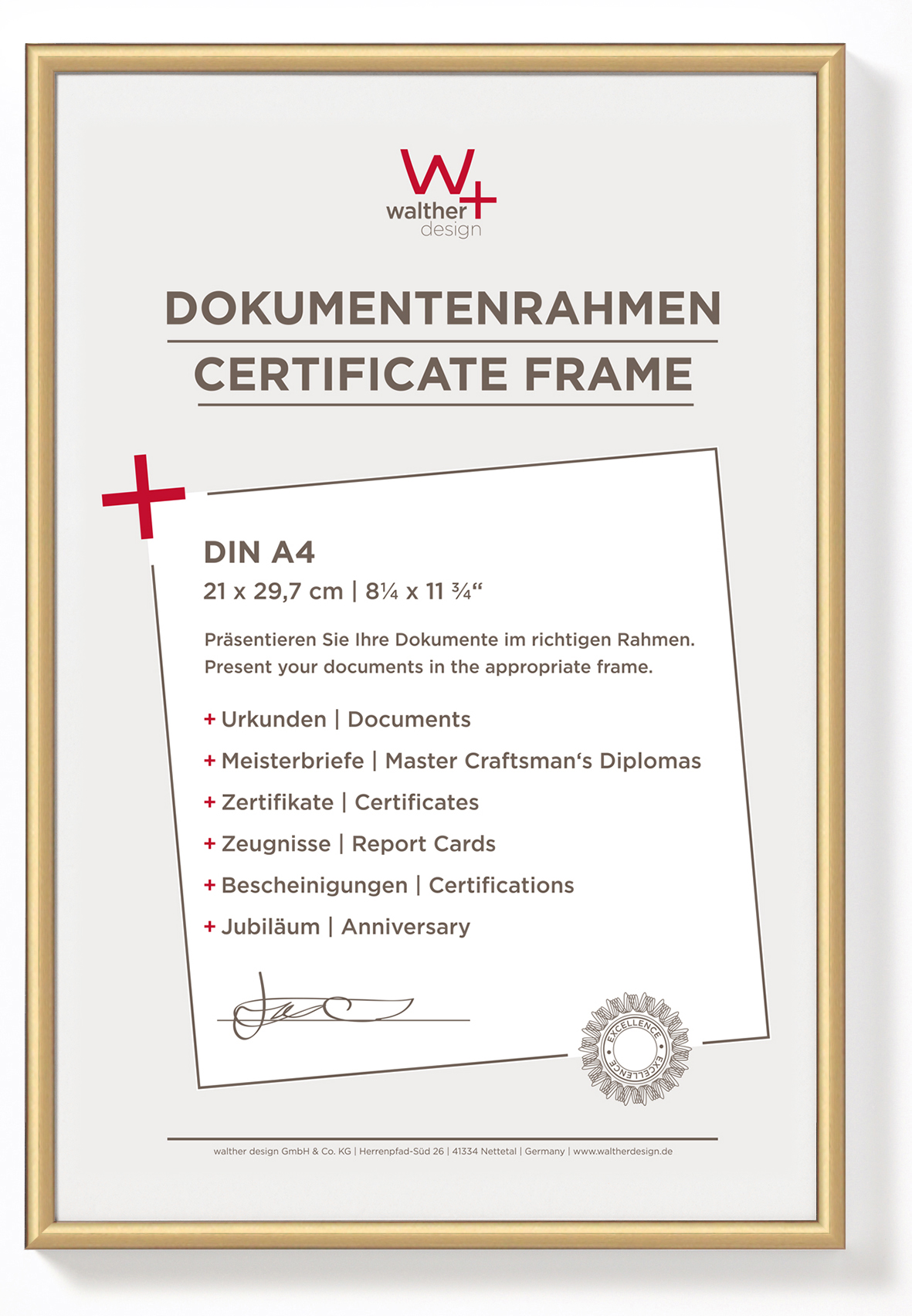 Bilderrahmen, New Lifestyle, Kunststoffprofil - 21X29,7 GOLD