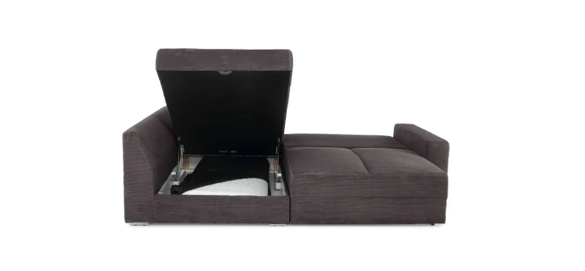 Ecksofa JANIS - 2,5-Sitzer, Ecke rechts inkl. Schlaffunktion, Stoff, Grau
