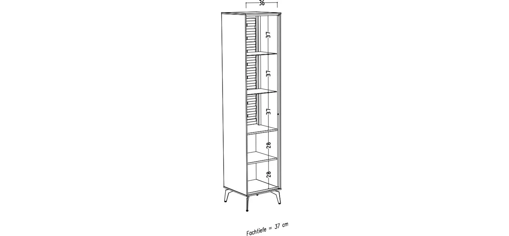 Vitrine - B ca. 42 cm, Weiß, Asteiche, Schwarz Vitrine - B ca. 42 cm, Weiß, Asteiche, Schwarz