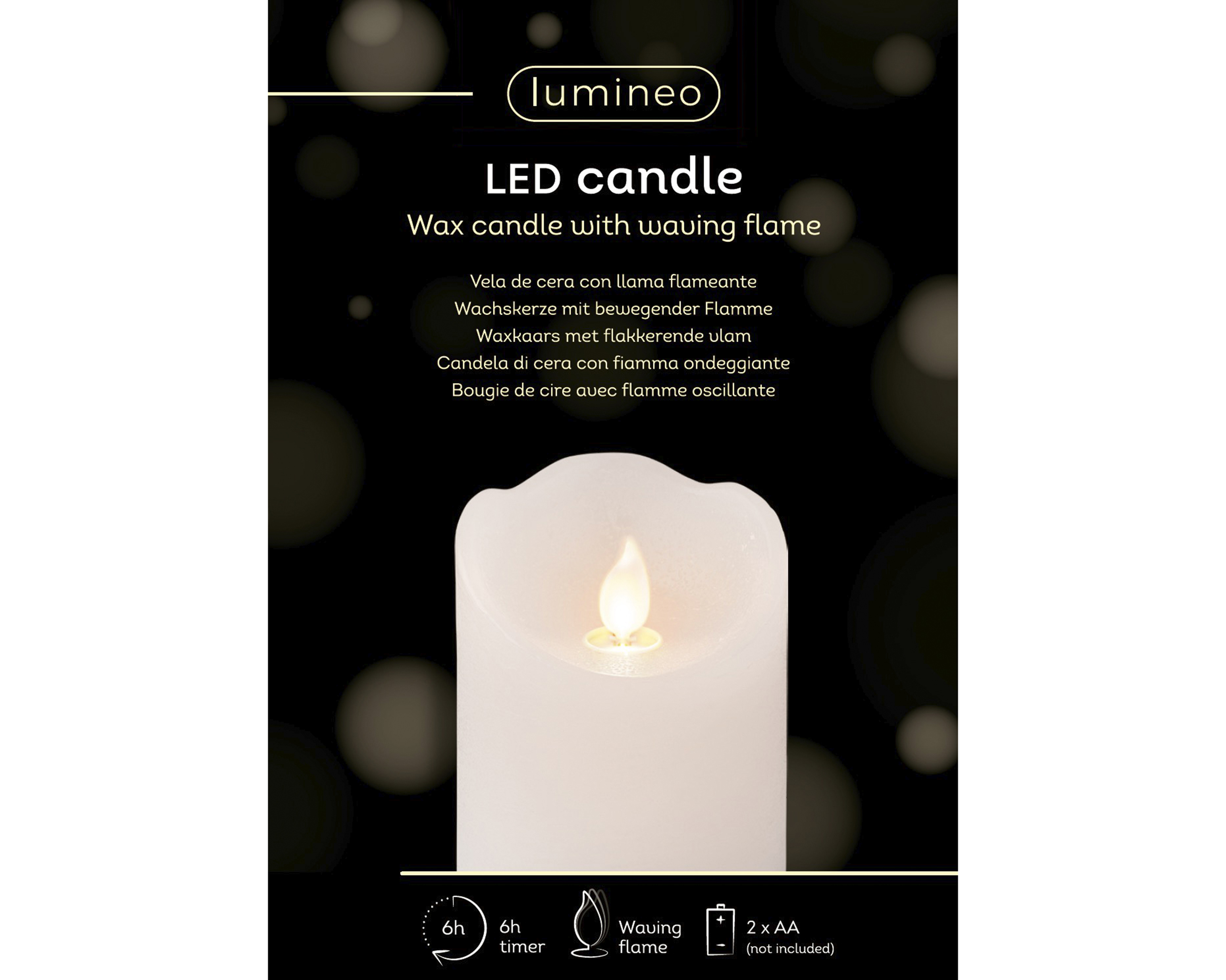 LED Flackerkerze - weiss/warmes weiss, Wachs, Ø7.5-H10cm-1L