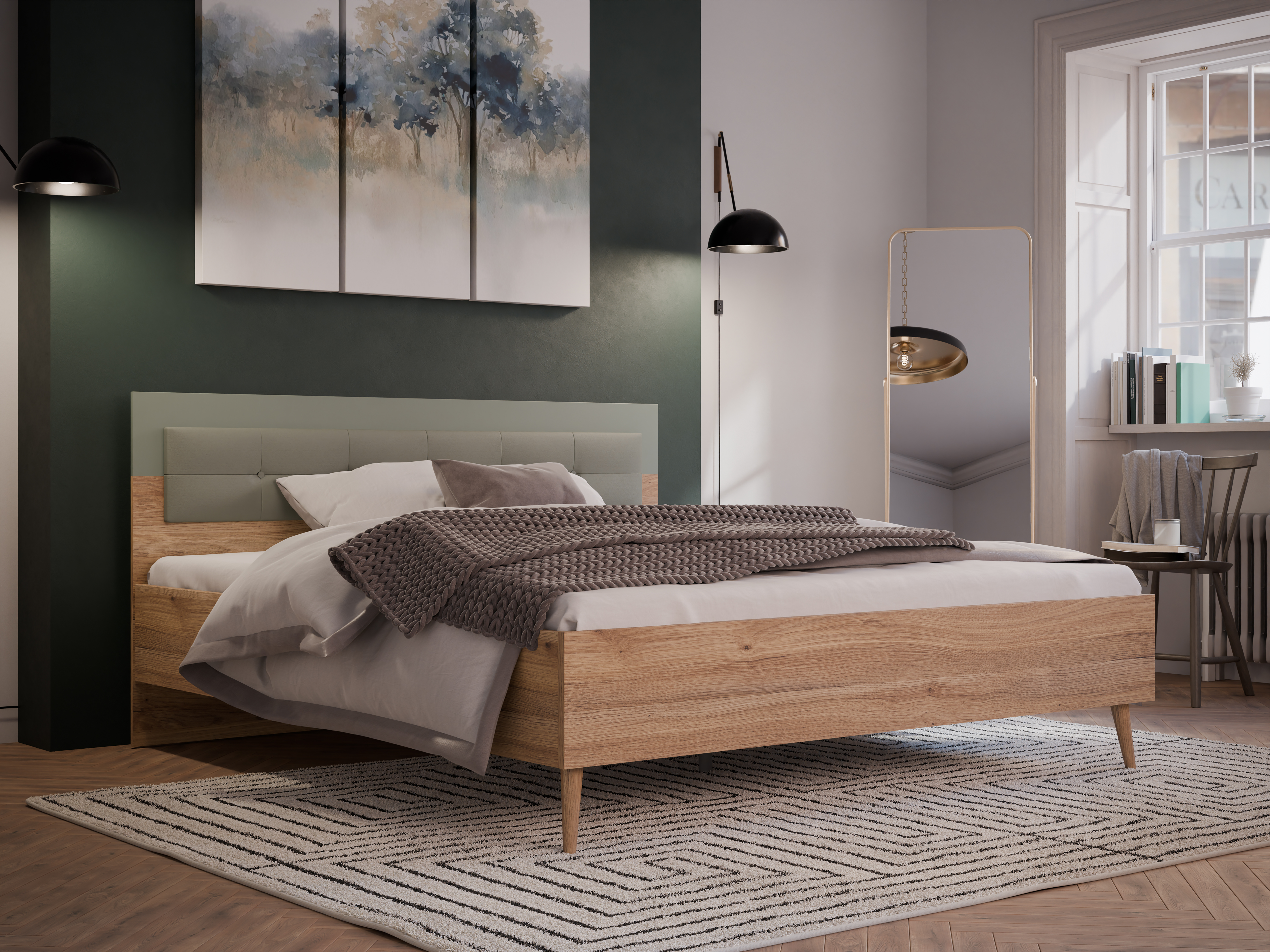 Bett, Eiche, Salbei - Firell