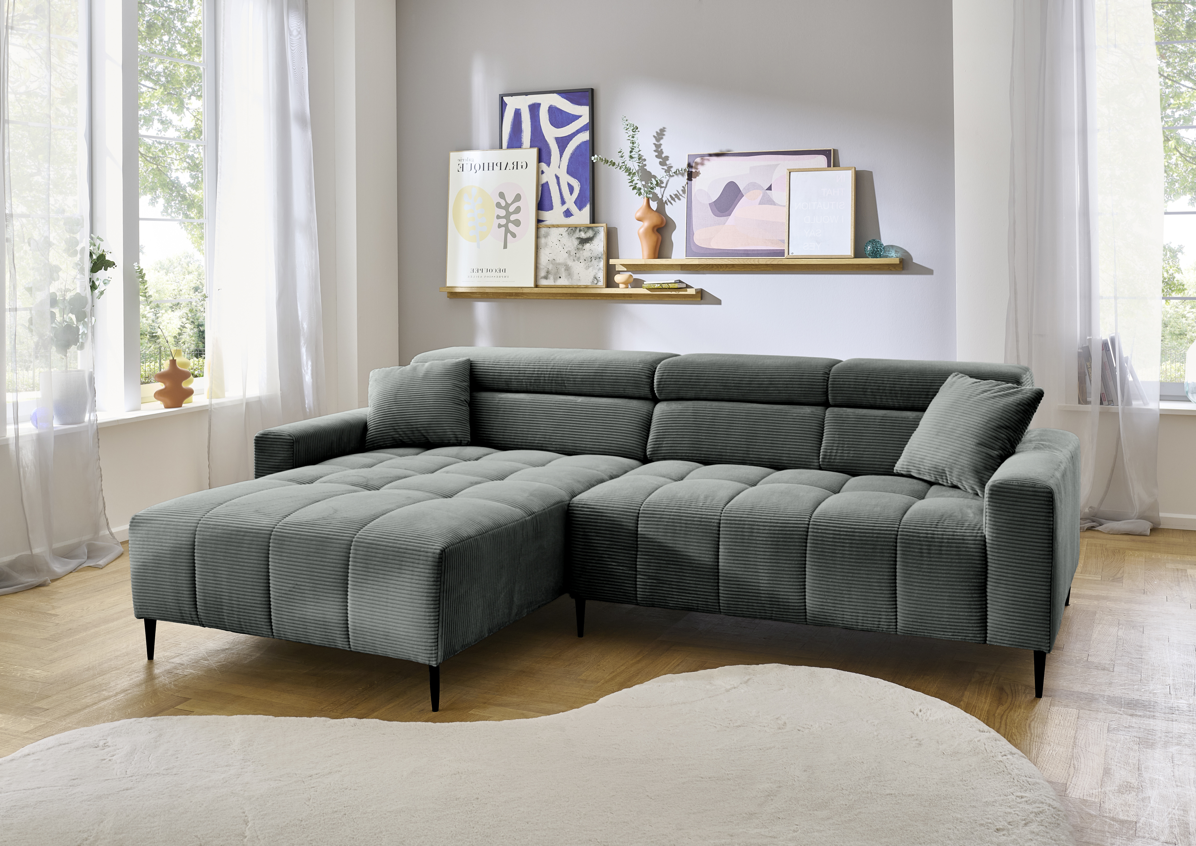 Ecksofa, Stoff anthrazit - MyStyle 2097